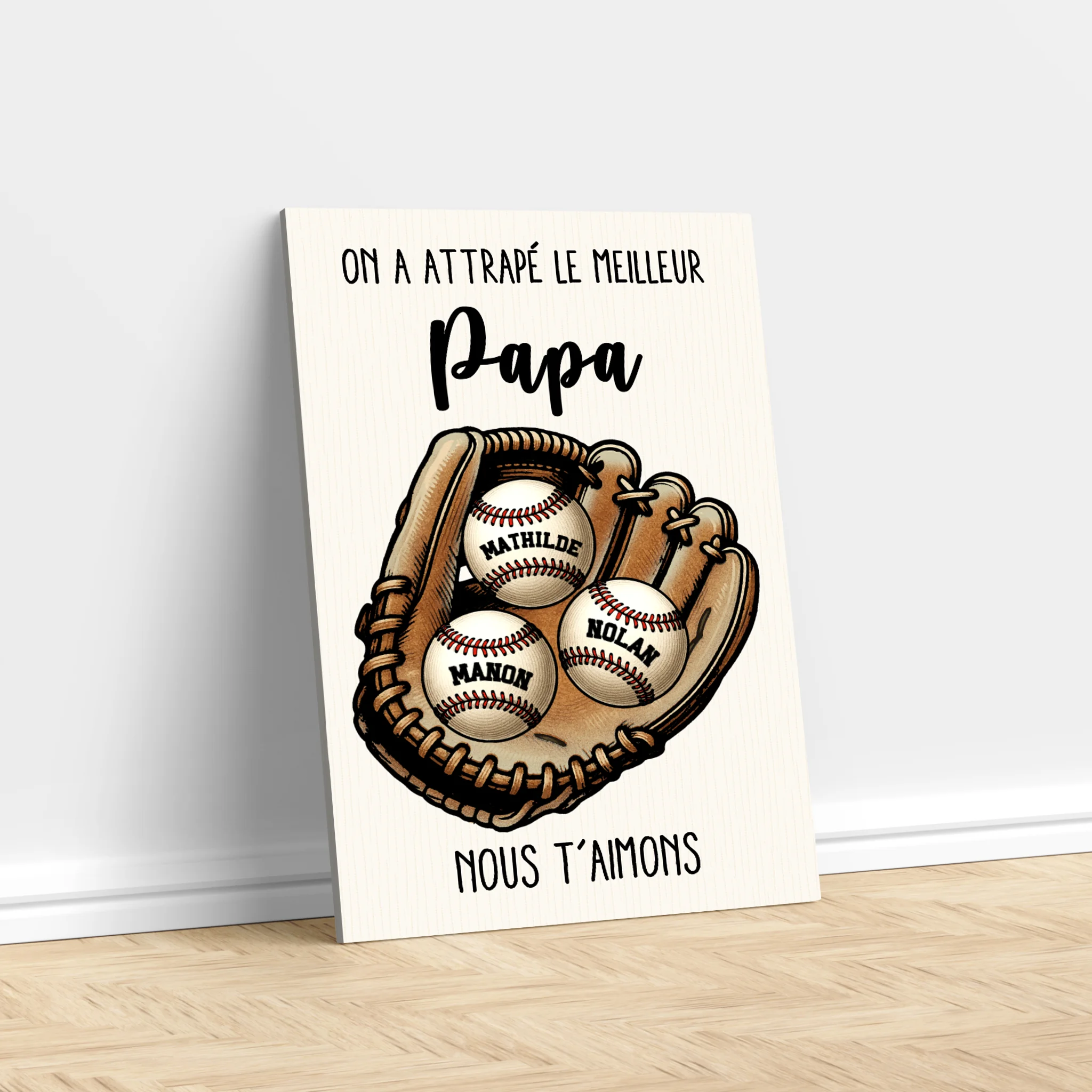 Toile personnalisée "On a chopé le meilleur papa ou la meilleure maman"