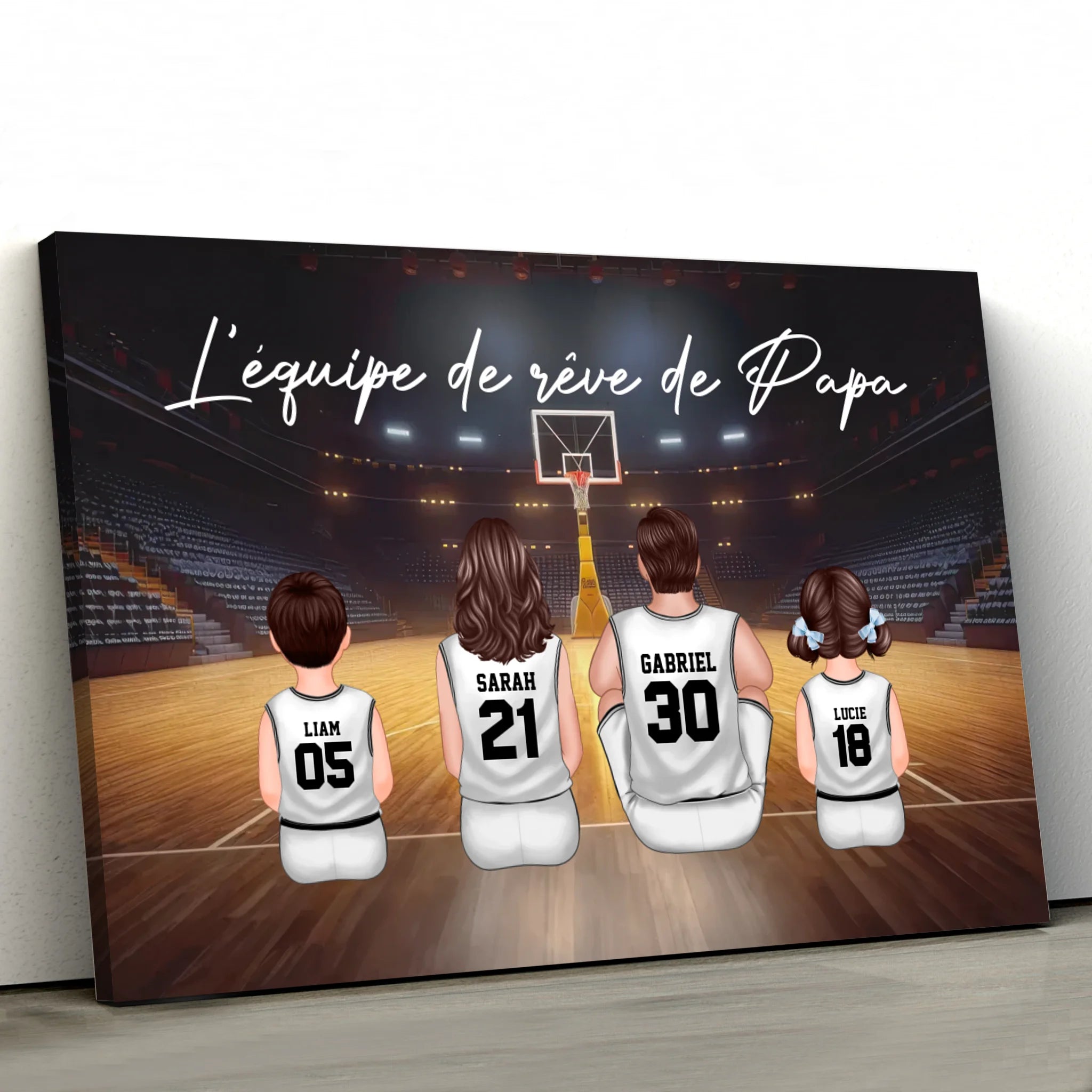 Toile personnalisée "L'équipe de rêve de Papa - Basket"