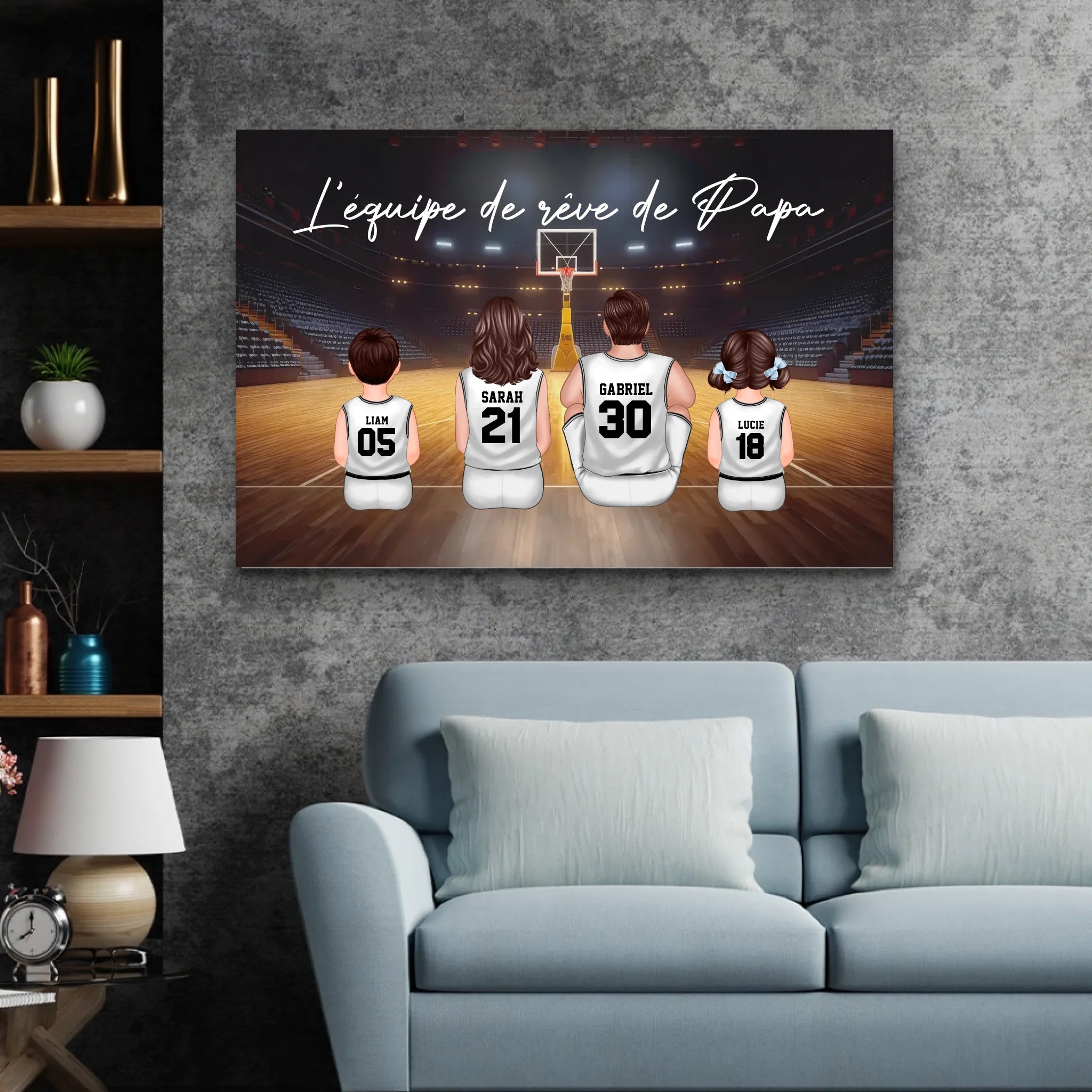 Toile personnalisée "L'équipe de rêve de Papa - Basket"