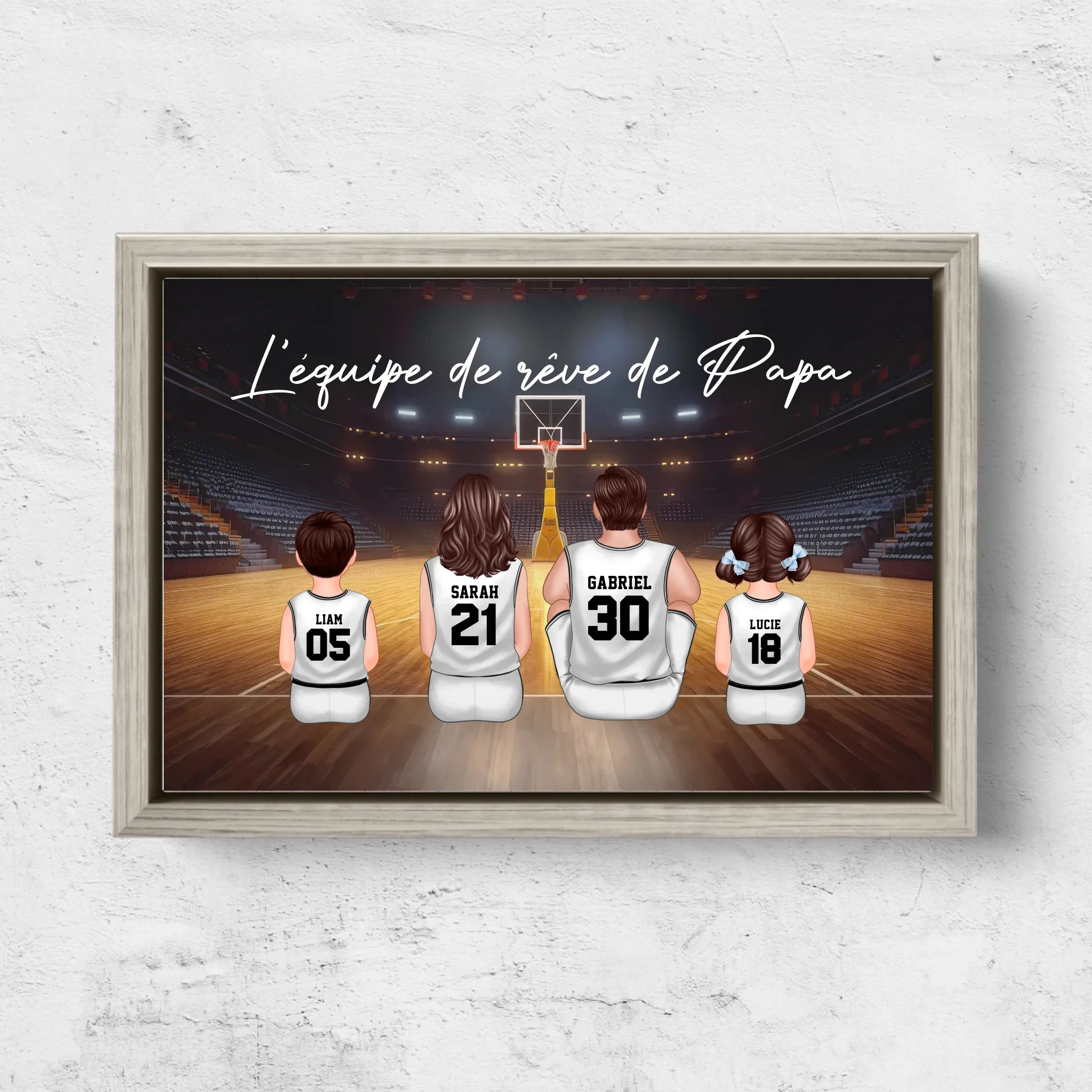 Toile personnalisée "L'équipe de rêve de Papa - Basket"