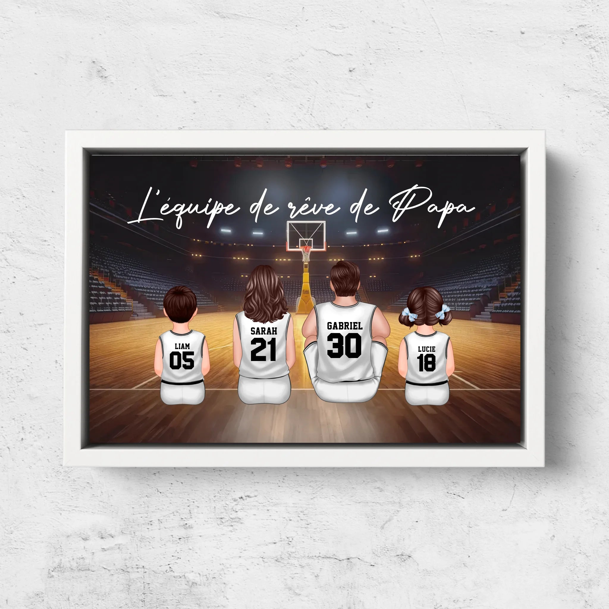 Toile personnalisée "L'équipe de rêve de Papa - Basket"