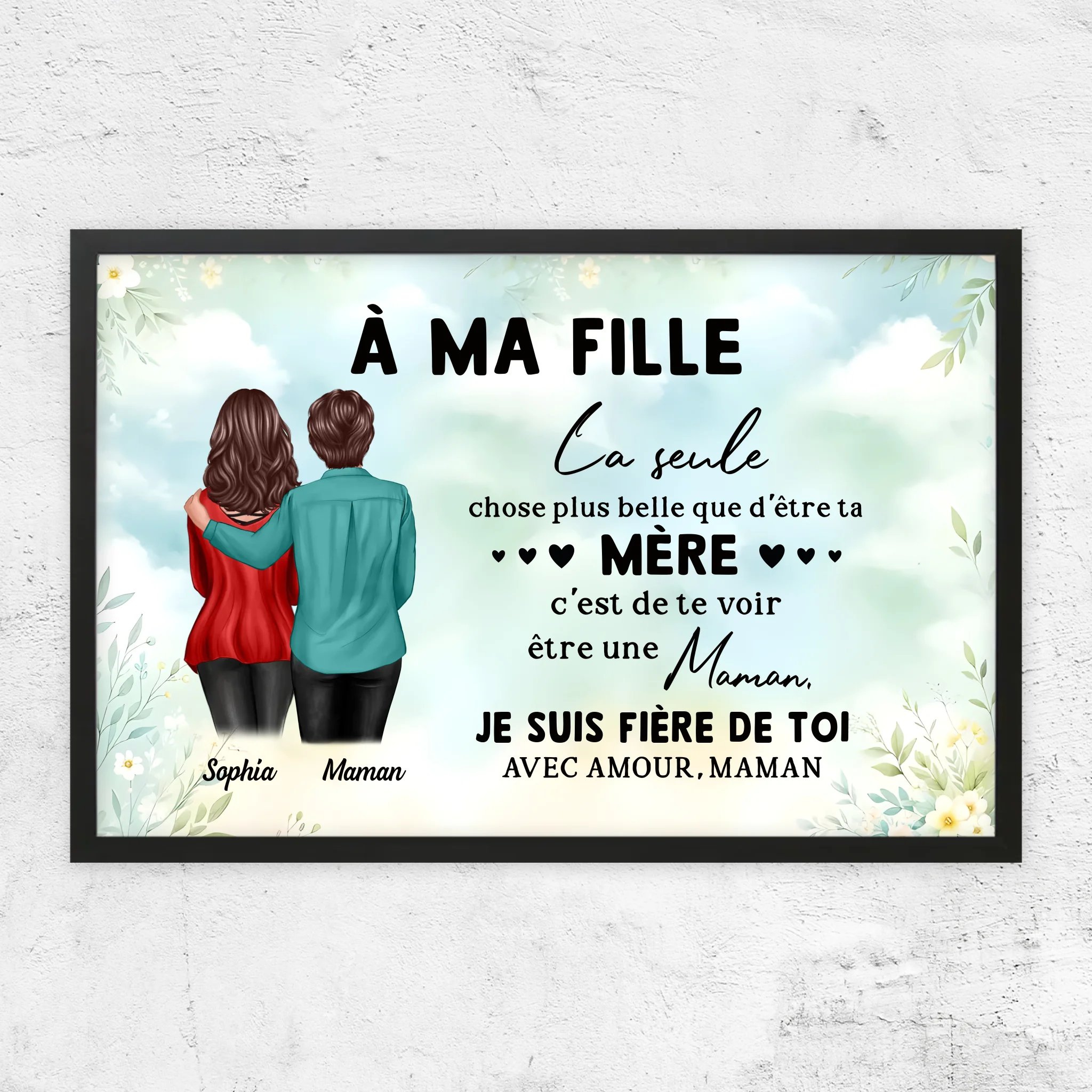 Poster personnalisé "De maman à fille – Cadeau pour la fête des mères"