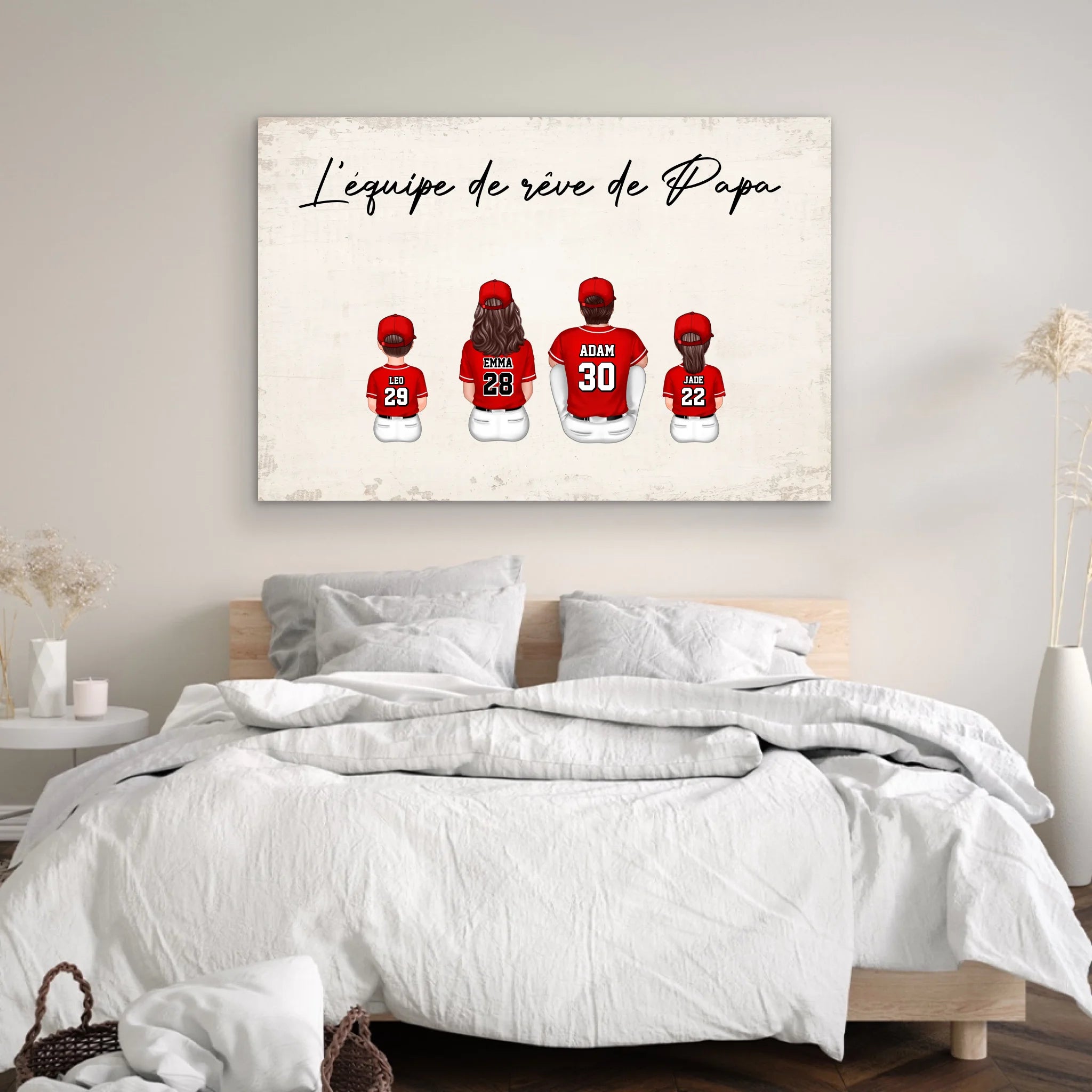 Toile personnalisée "L'équipe de rêve de Papa - Baseball"