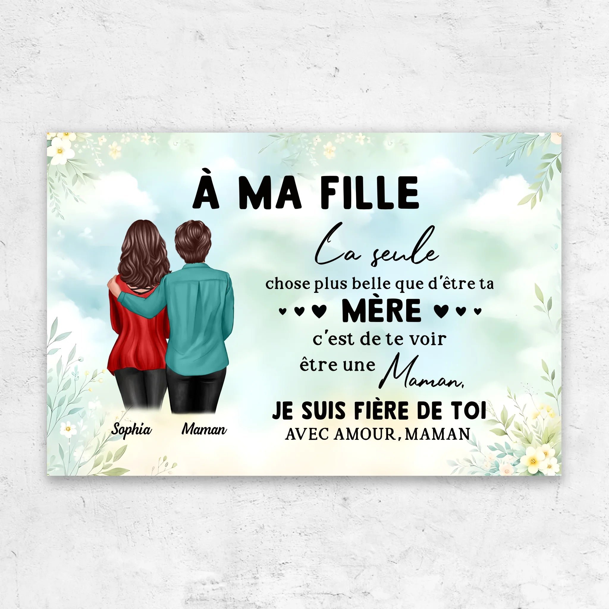 Toile personnalisée "De maman à fille – Cadeau pour la fête des mères"