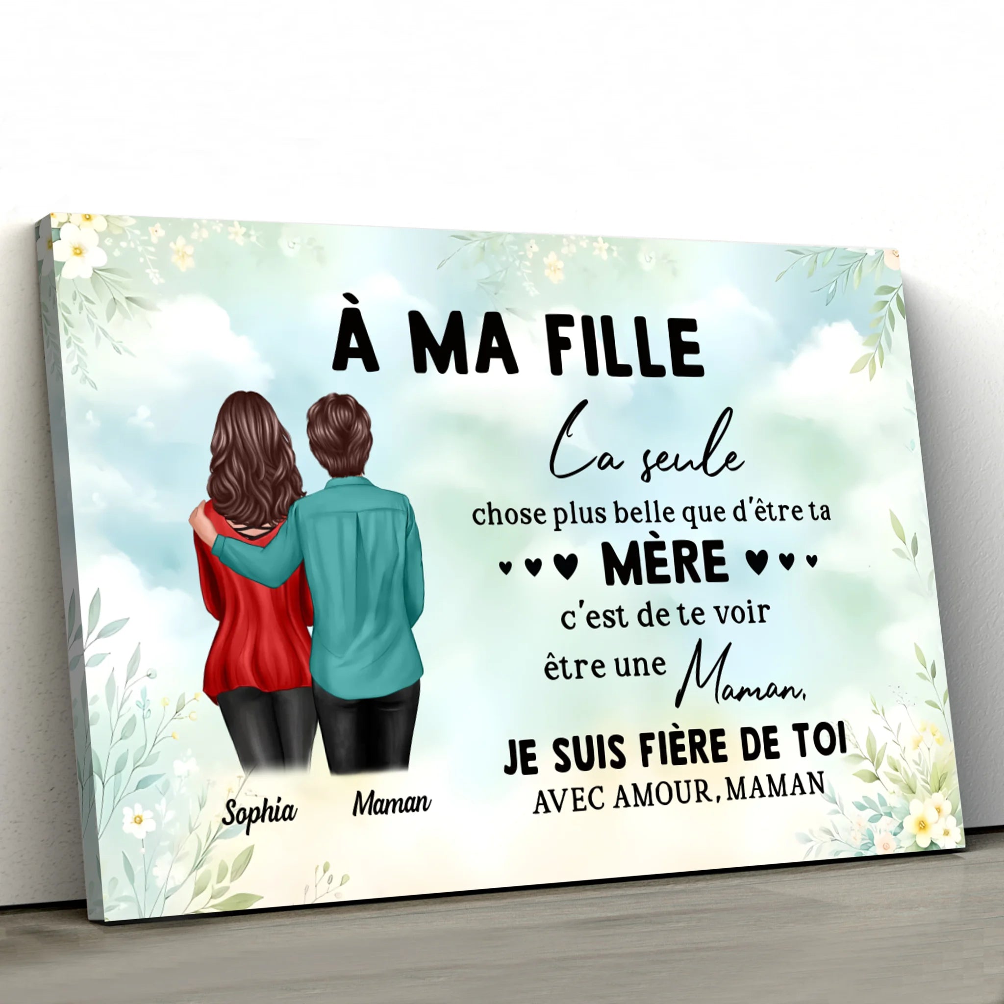 Toile personnalisée "De maman à fille – Cadeau pour la fête des mères"