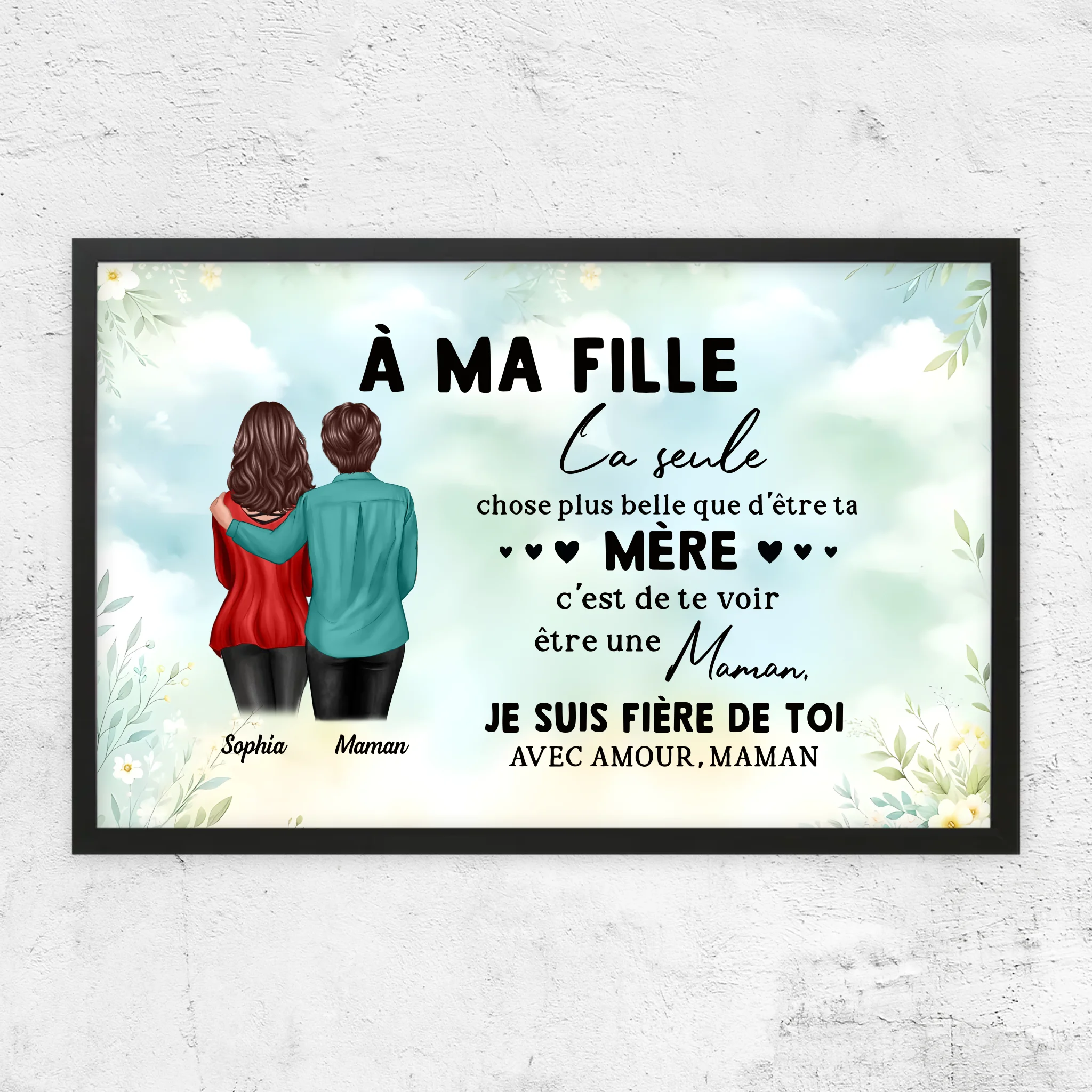 Poster personnalisé "De maman à fille – Cadeau pour la fête des mères"