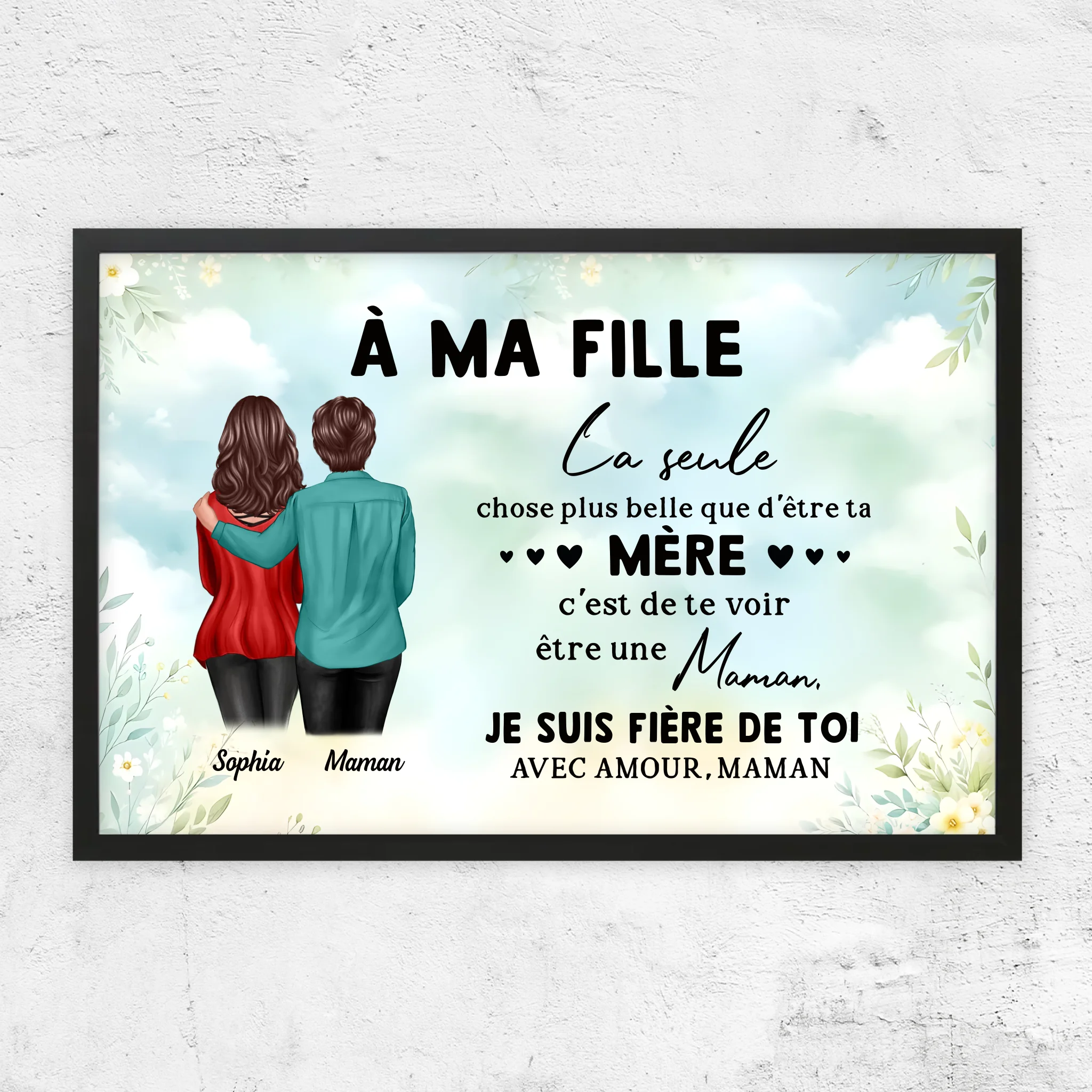 Poster personnalisé "De maman à fille – Cadeau pour la fête des mères"