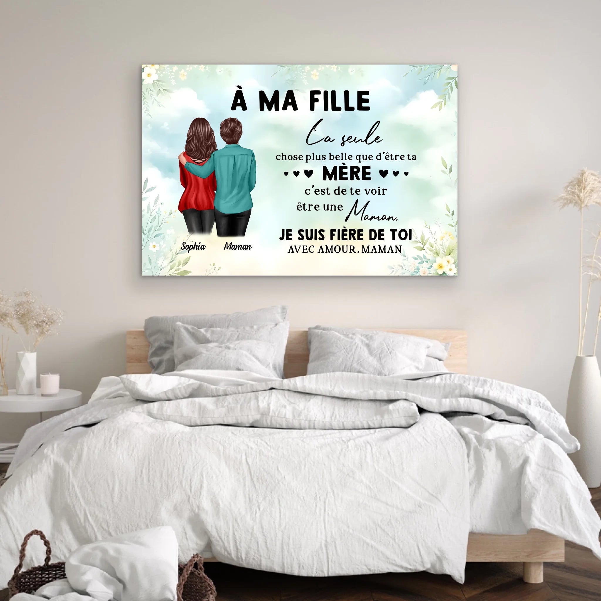 Toile personnalisée "De maman à fille – Cadeau pour la fête des mères"