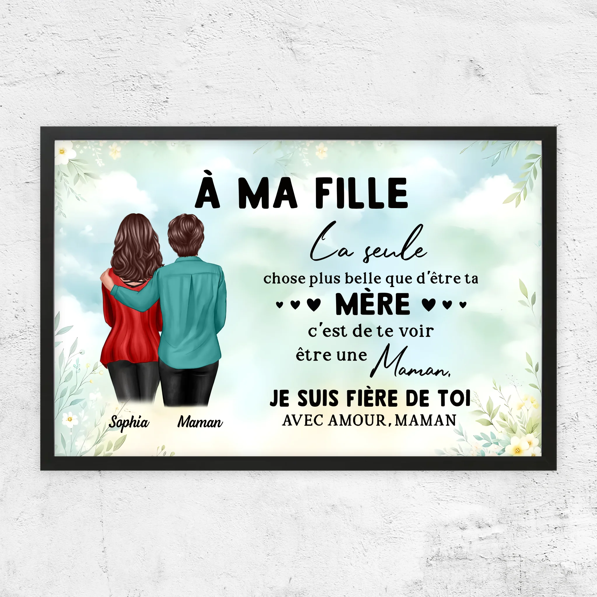 Poster personnalisé "De maman à fille – Cadeau pour la fête des mères"