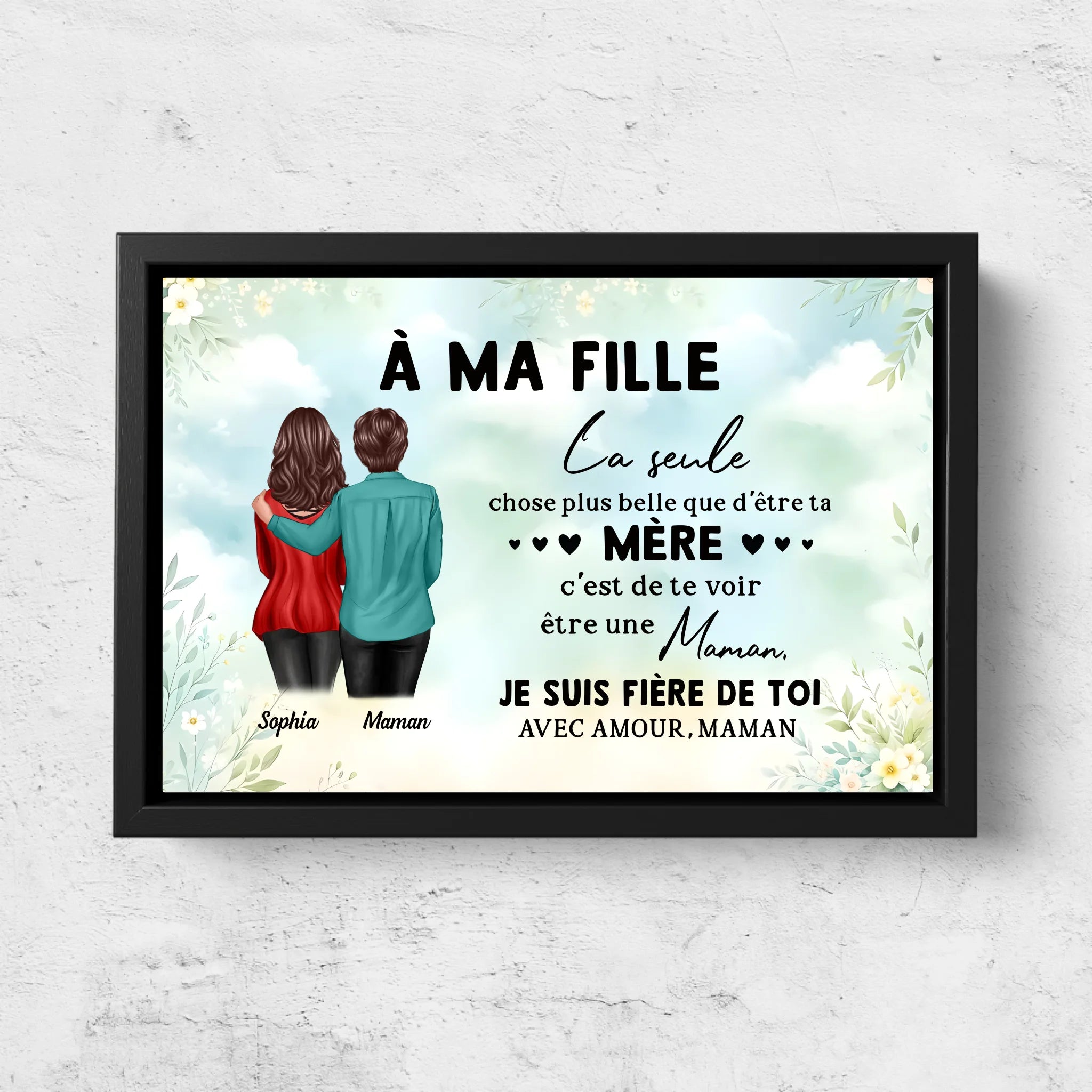 Toile personnalisée "De maman à fille – Cadeau pour la fête des mères"