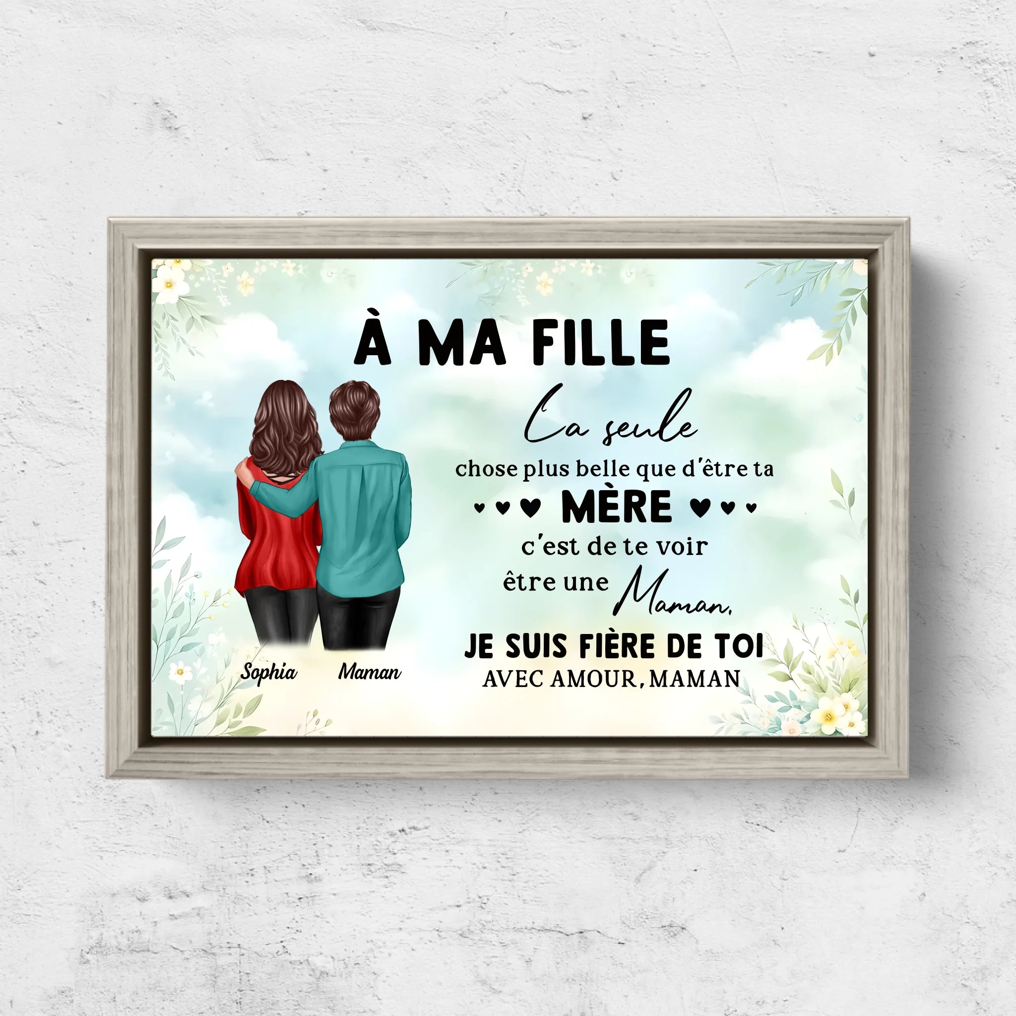 Toile personnalisée "De maman à fille – Cadeau pour la fête des mères"