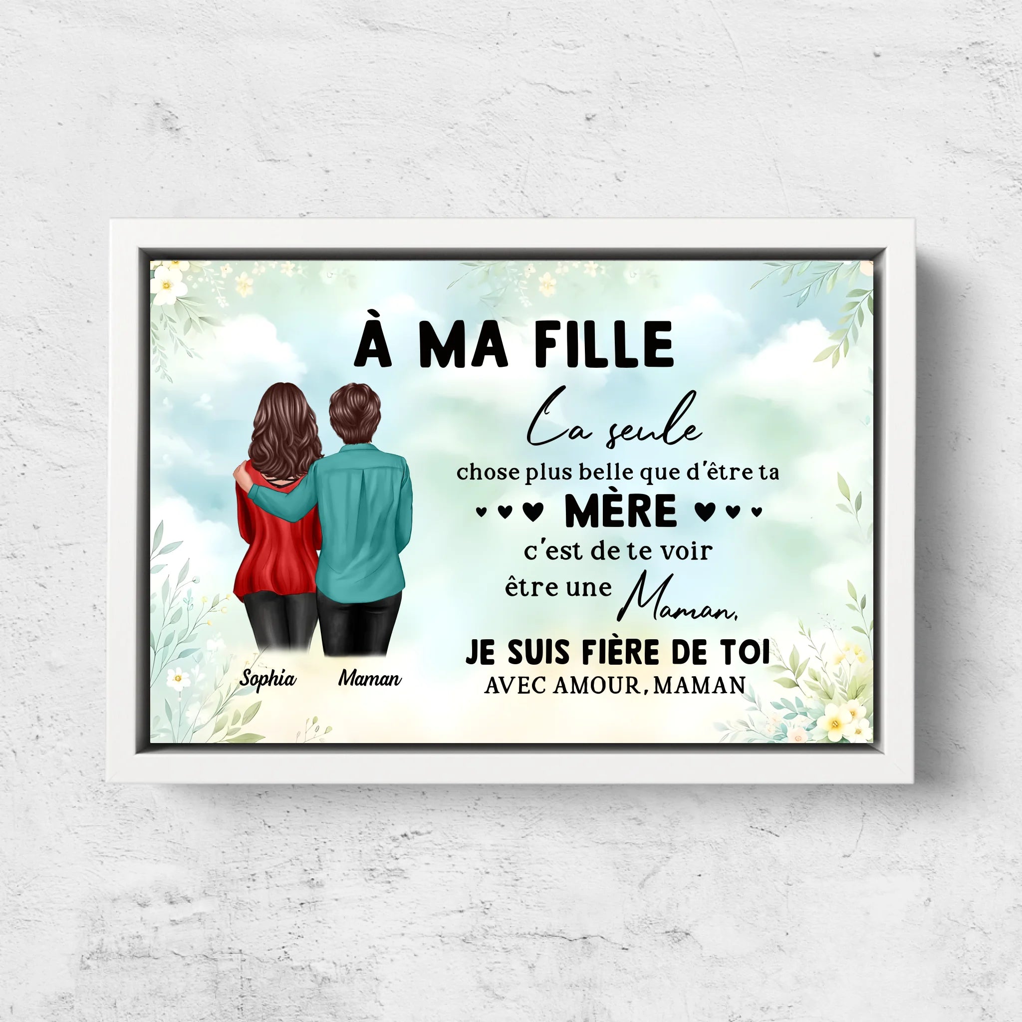 Toile personnalisée "De maman à fille – Cadeau pour la fête des mères"