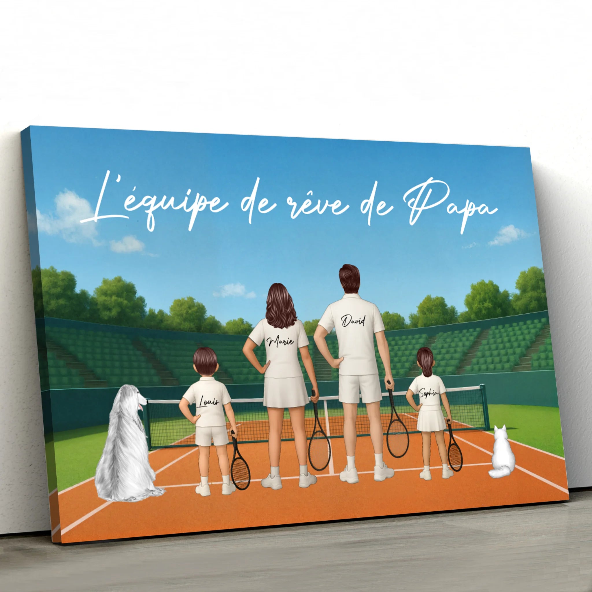 Toile personnalisée "L'équipe de rêve de Papa - Tennis"
