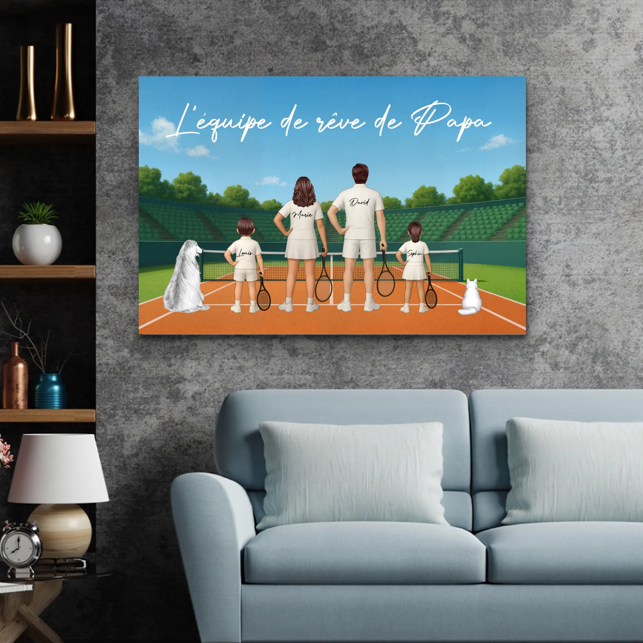 Toile personnalisée "L'équipe de rêve de Papa - Tennis"