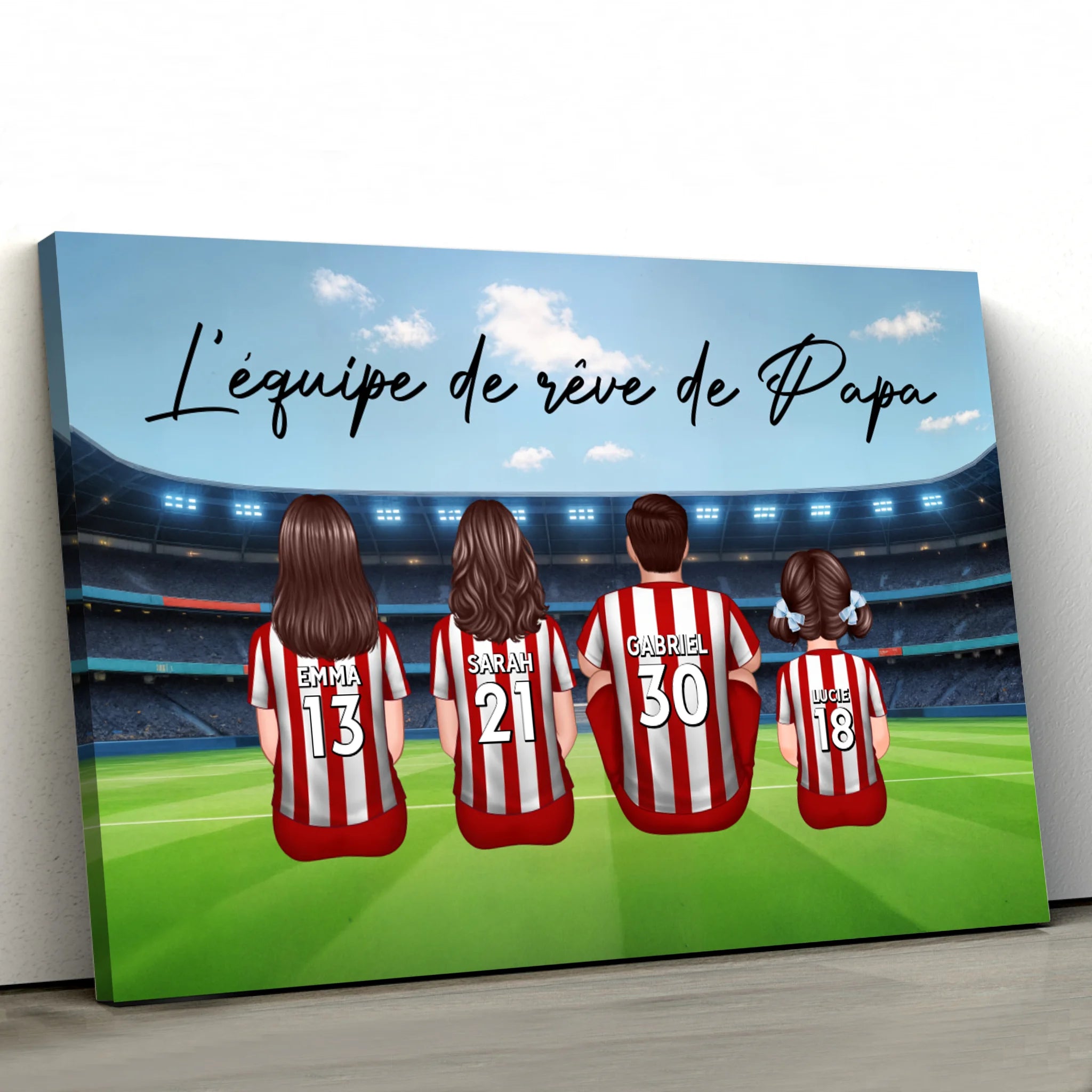 Toile personnalisée "L'équipe de rêve de Papa - Football"