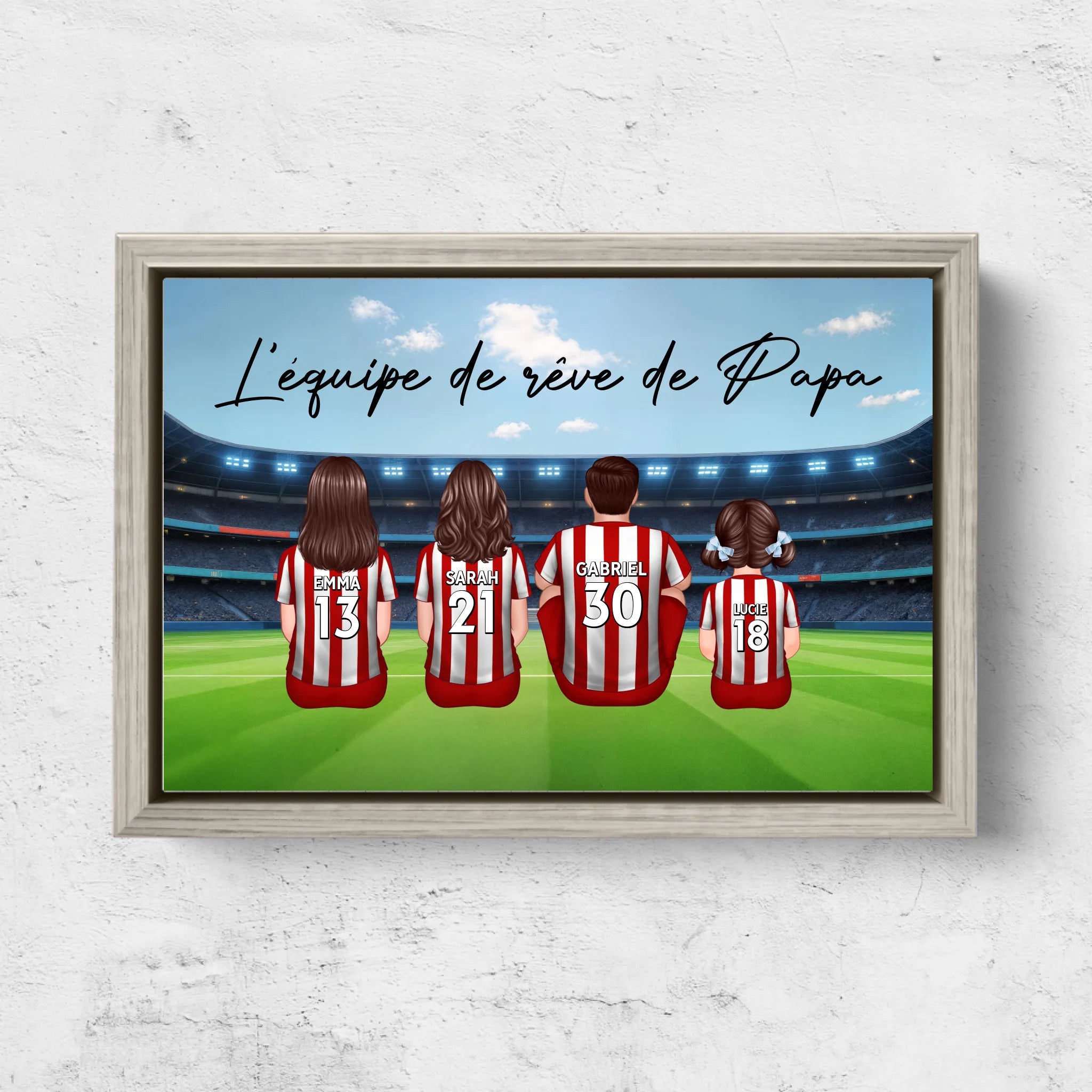 Toile personnalisée "L'équipe de rêve de Papa - Football"