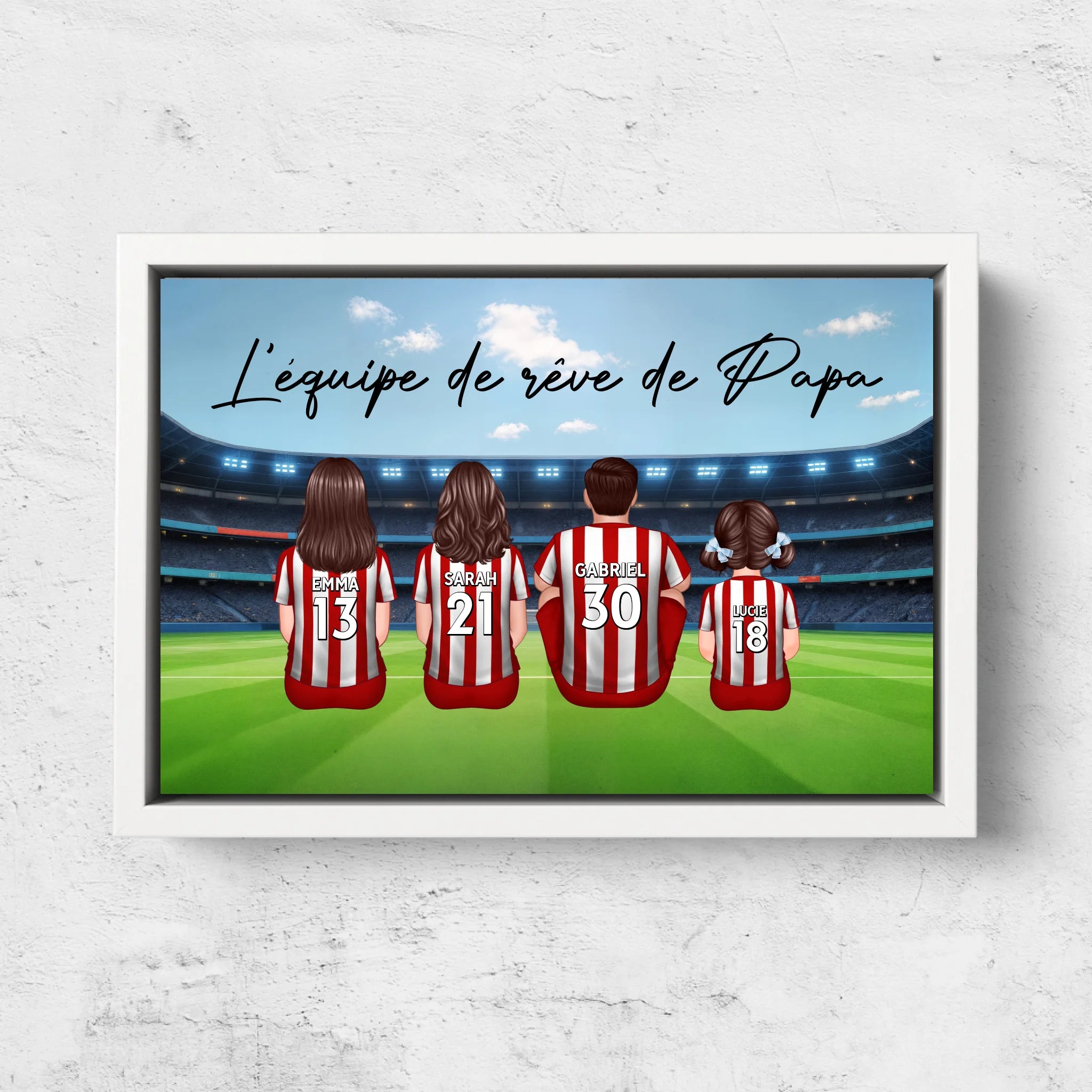 Toile personnalisée "L'équipe de rêve de Papa - Football"