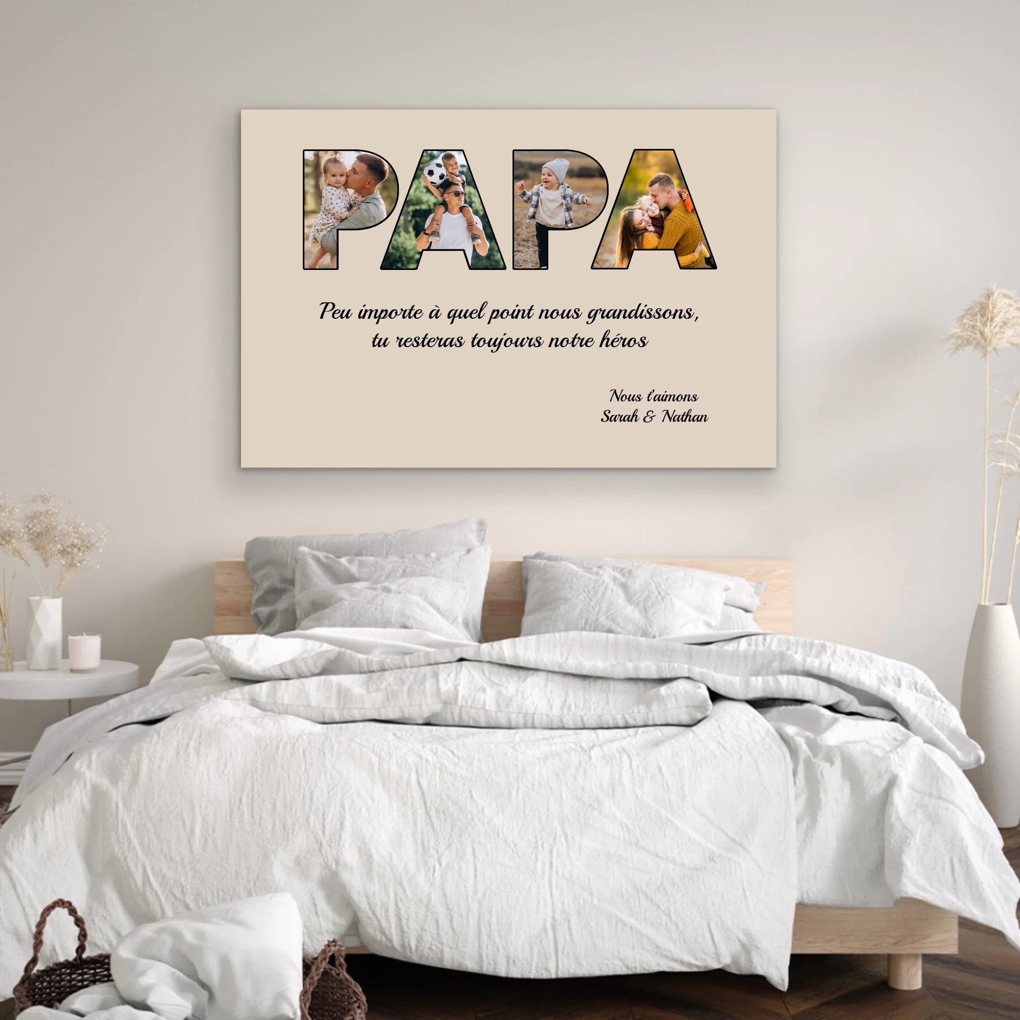 Toile personnalisée "Papa reste mon héros"