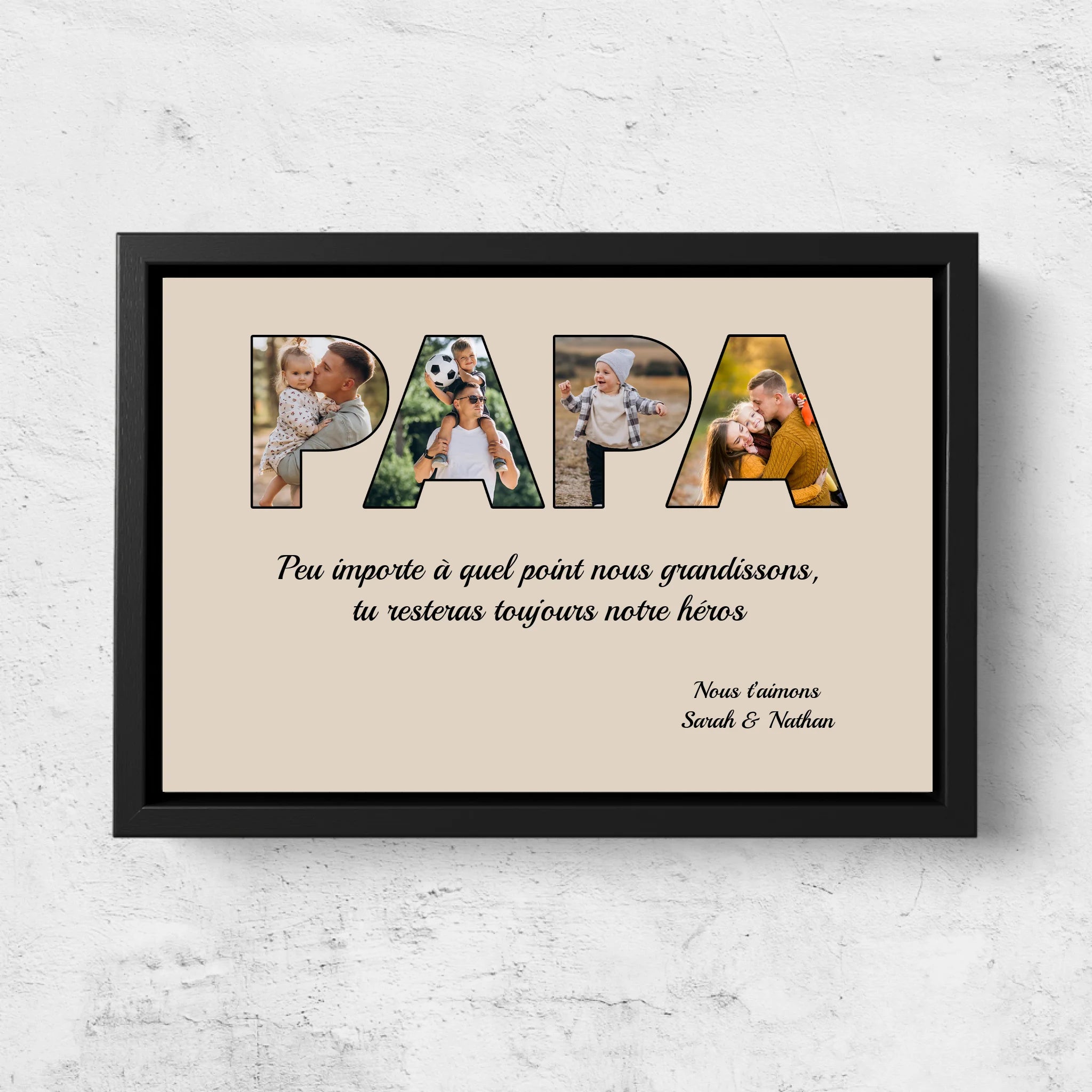 Toile personnalisée "Papa reste mon héros"