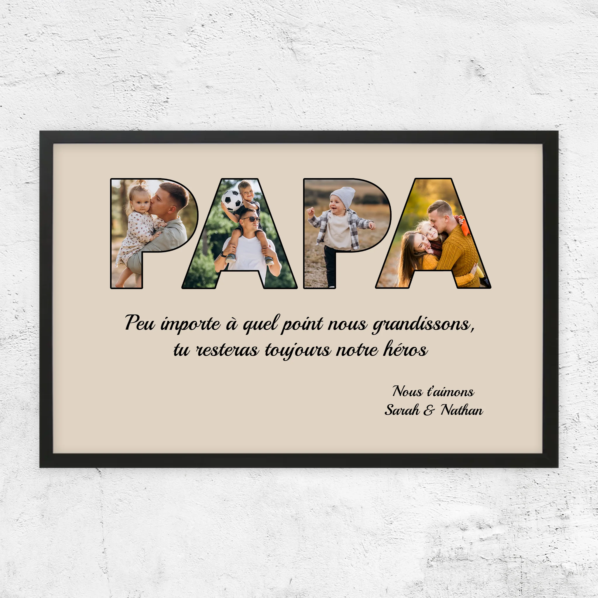 Poster personnalisé "Papa reste mon héros"