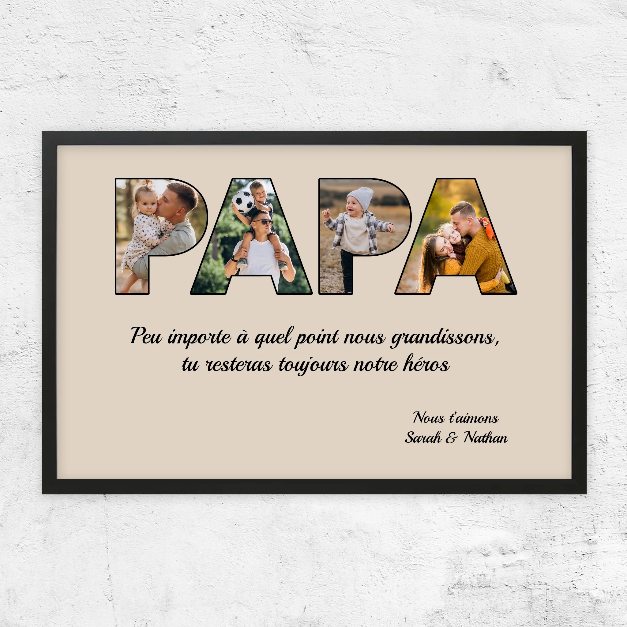 Poster personnalisé "Papa reste mon héros"