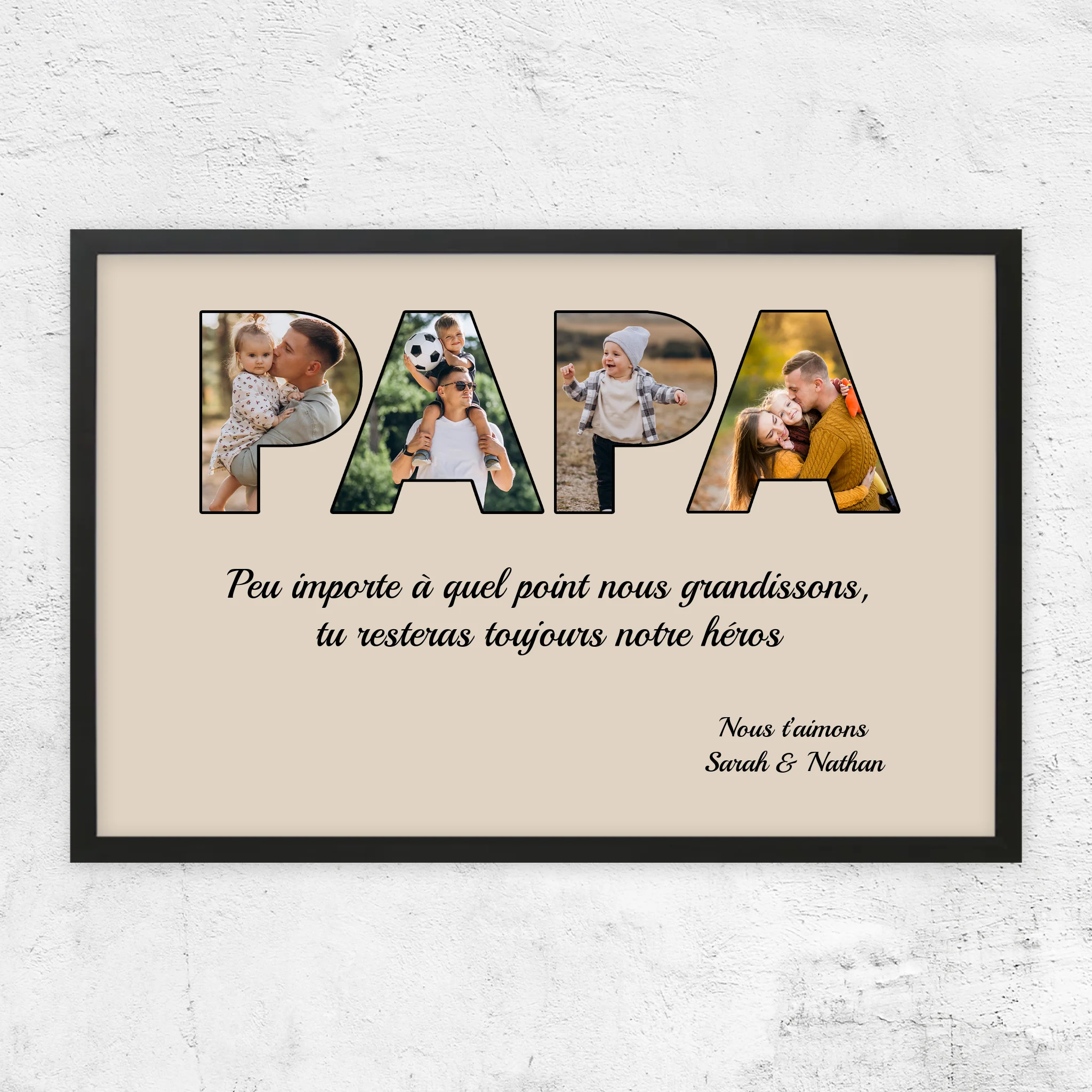 Poster personnalisé "Papa reste mon héros"