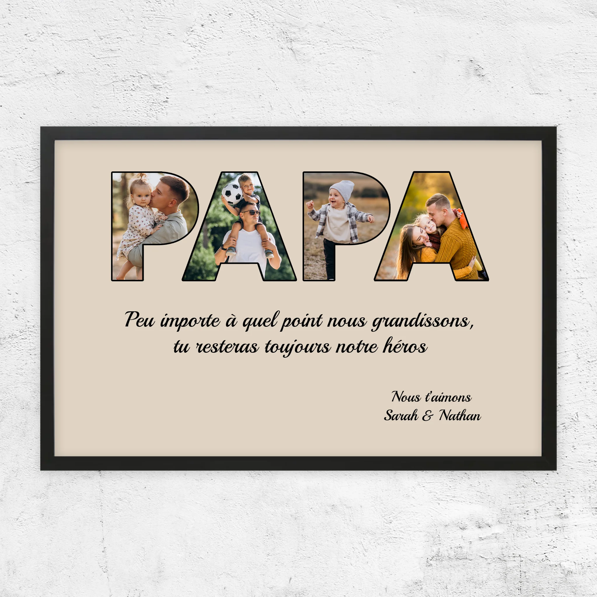 Poster personnalisé "Papa reste mon héros"