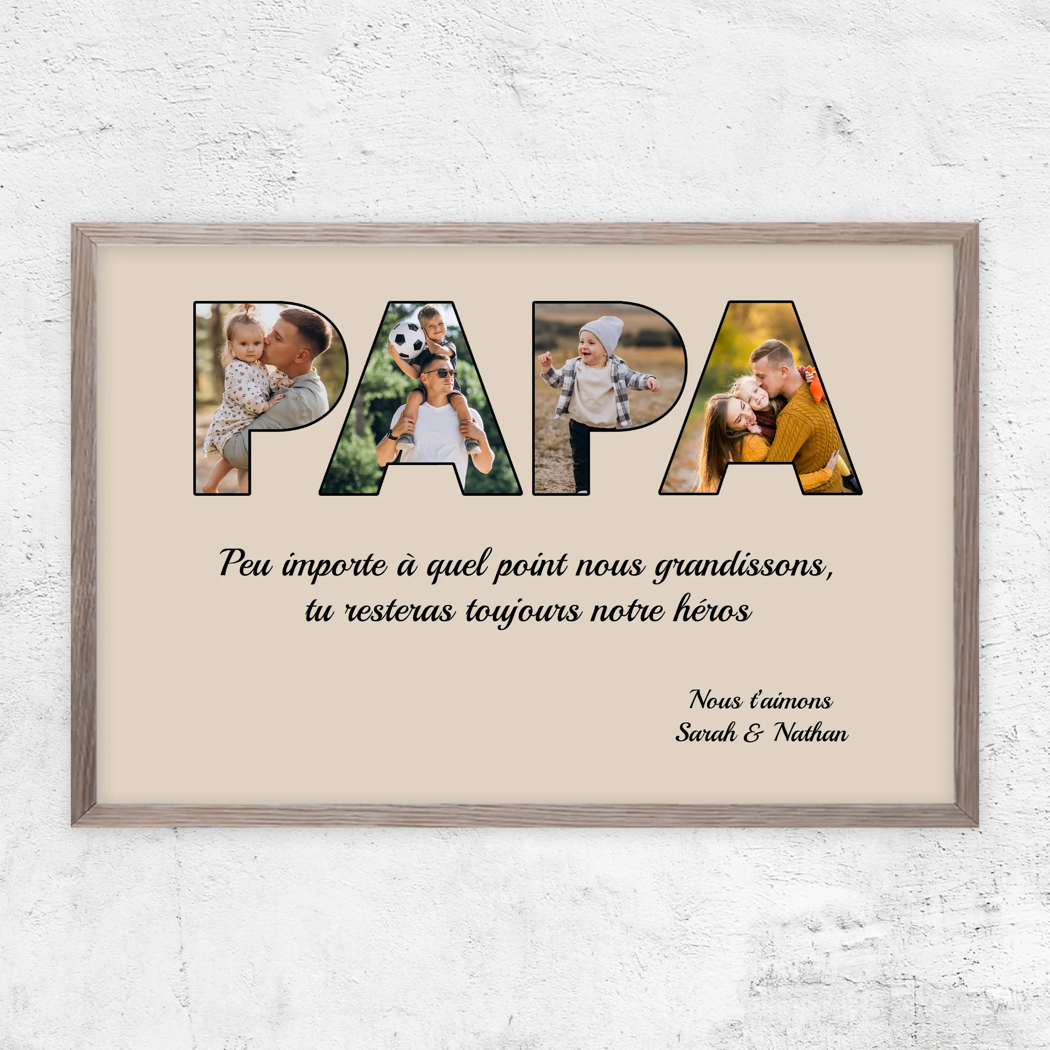 Poster personnalisé "Papa reste mon héros"