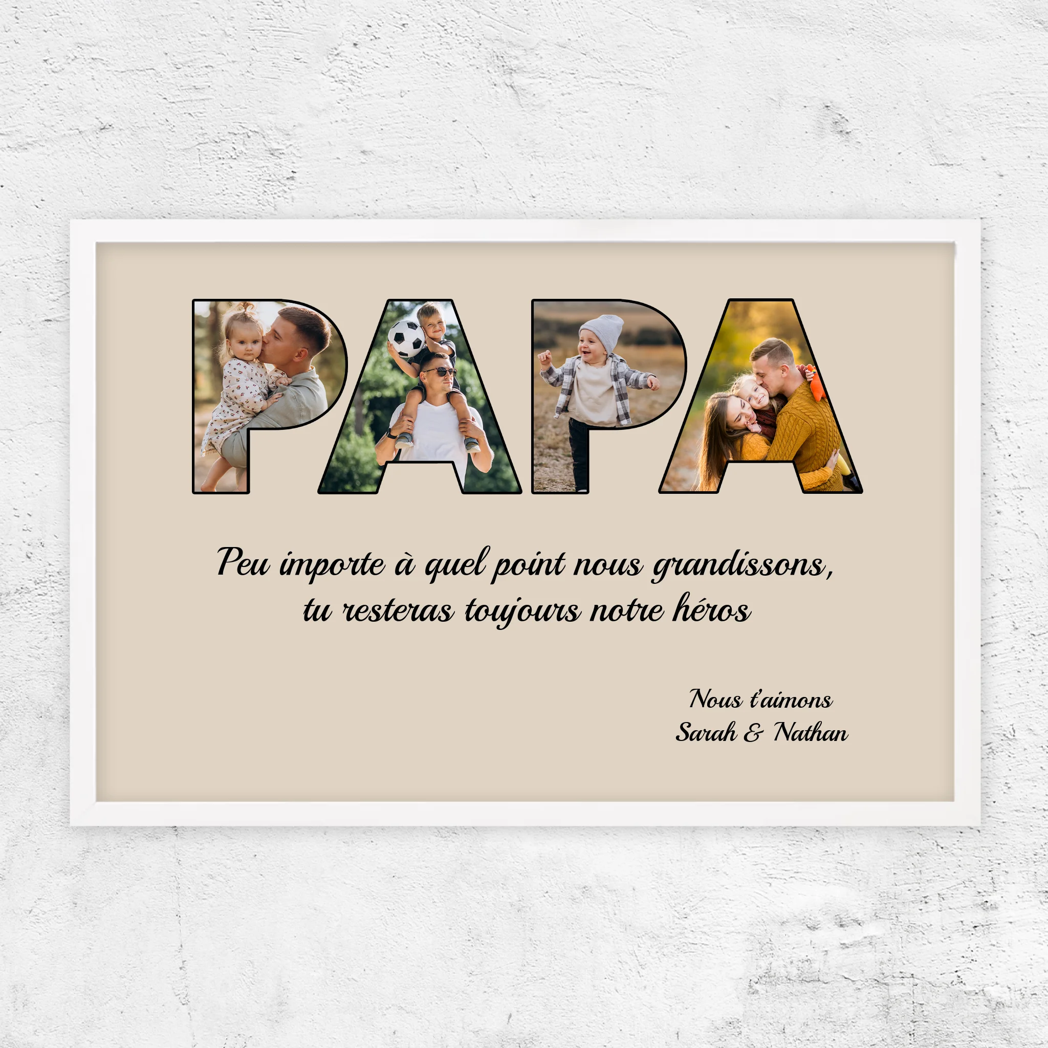 Poster personnalisé "Papa reste mon héros"