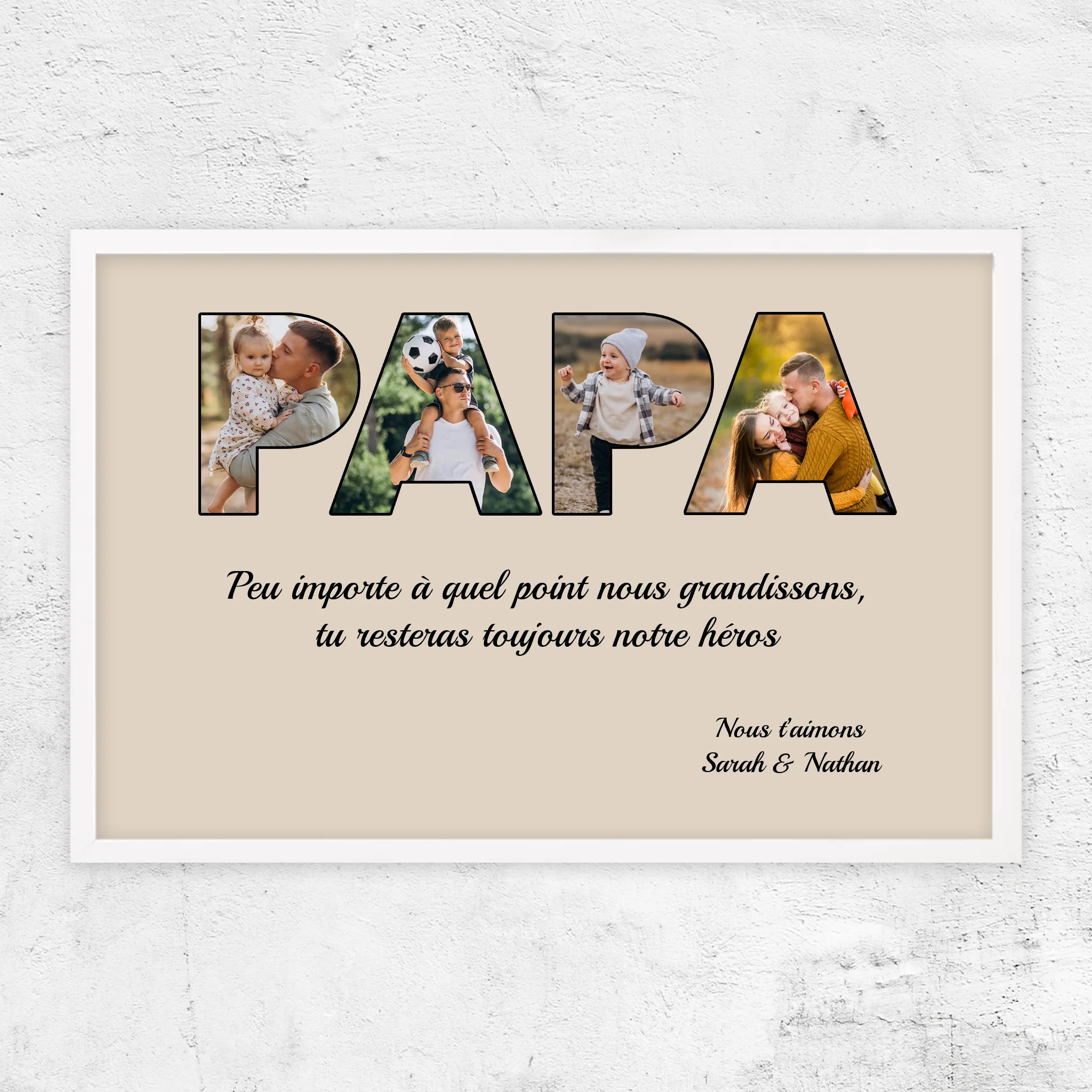 Poster personnalisé "Papa reste mon héros"