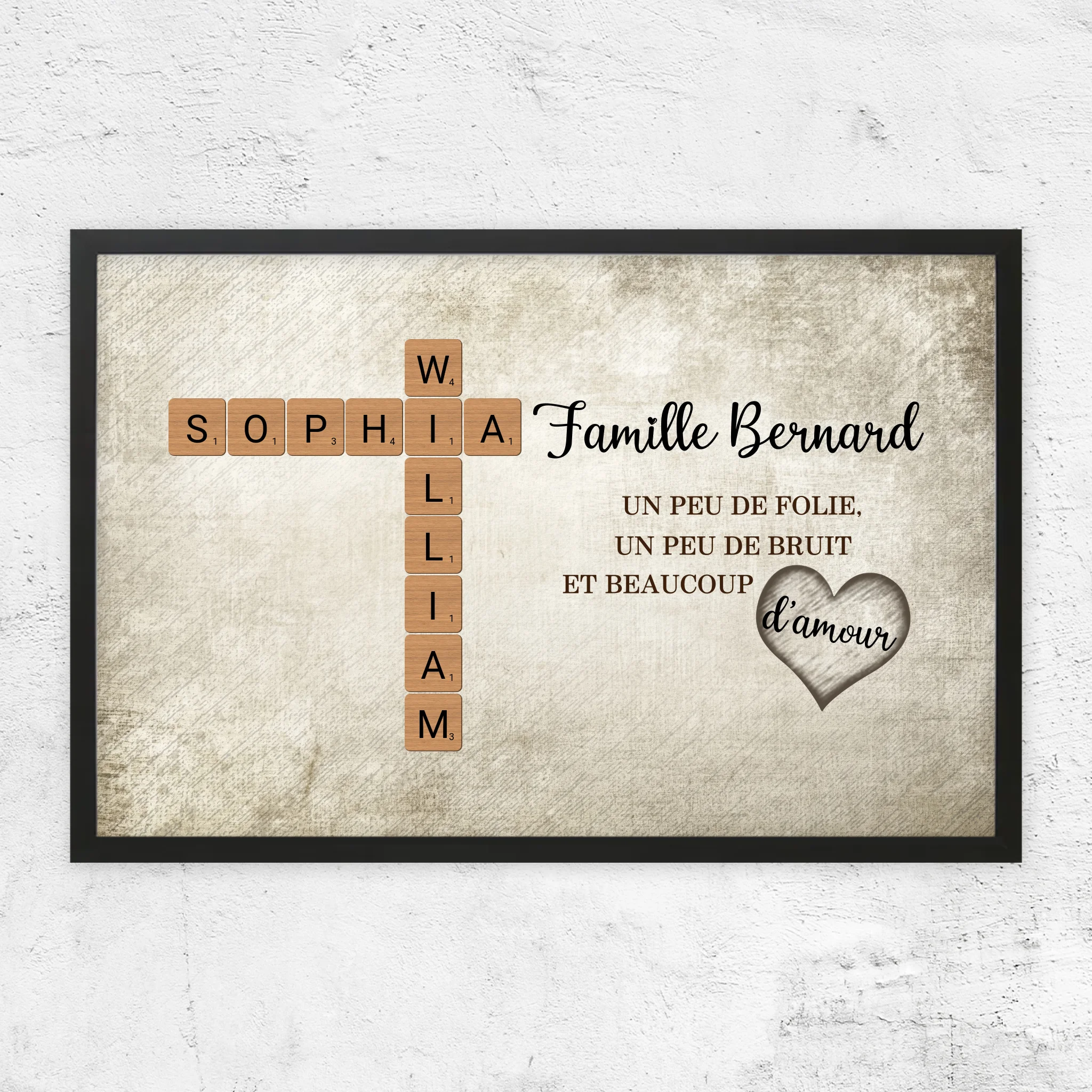 Poster personnalisé “Un peu de folie, un peu de bruit et beaucoup d'amour - Mots croisés”