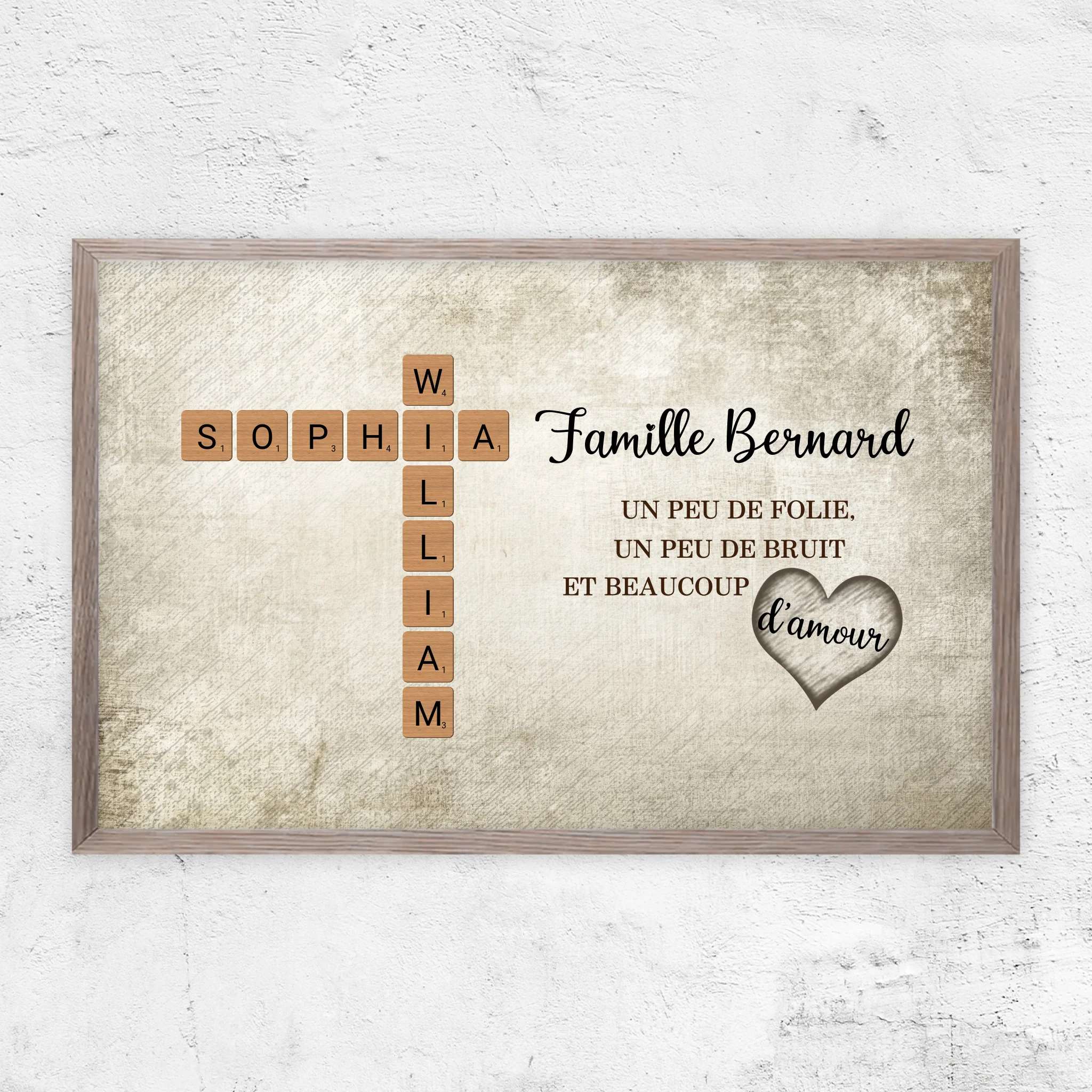 Poster personnalisé “Un peu de folie, un peu de bruit et beaucoup d'amour - Mots croisés”