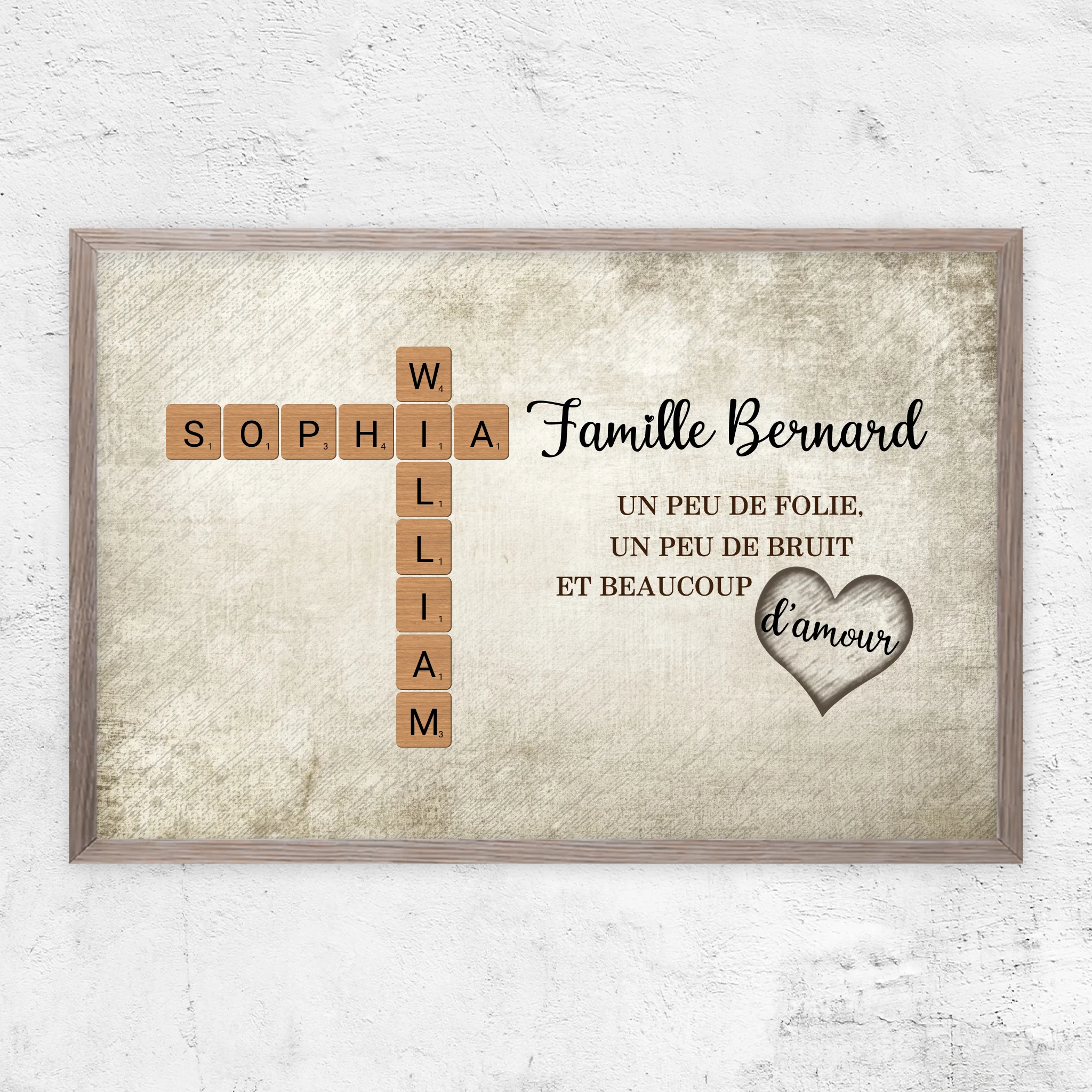 Poster personnalisé “Un peu de folie, un peu de bruit et beaucoup d'amour - Mots croisés”