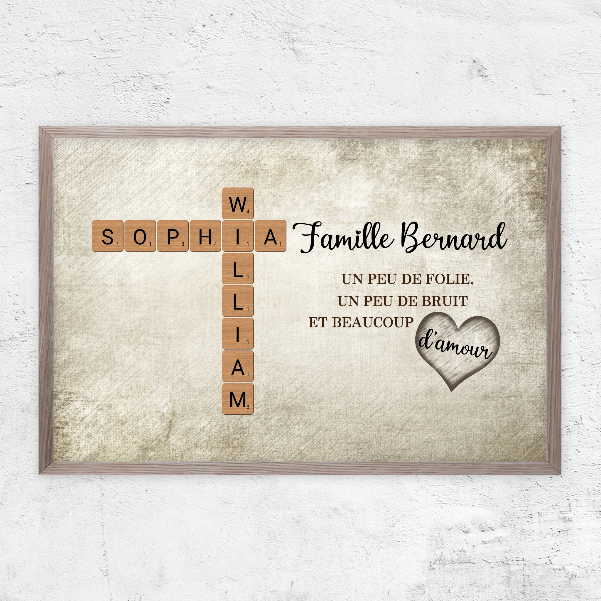 Poster personnalisé “Un peu de folie, un peu de bruit et beaucoup d'amour - Mots croisés”