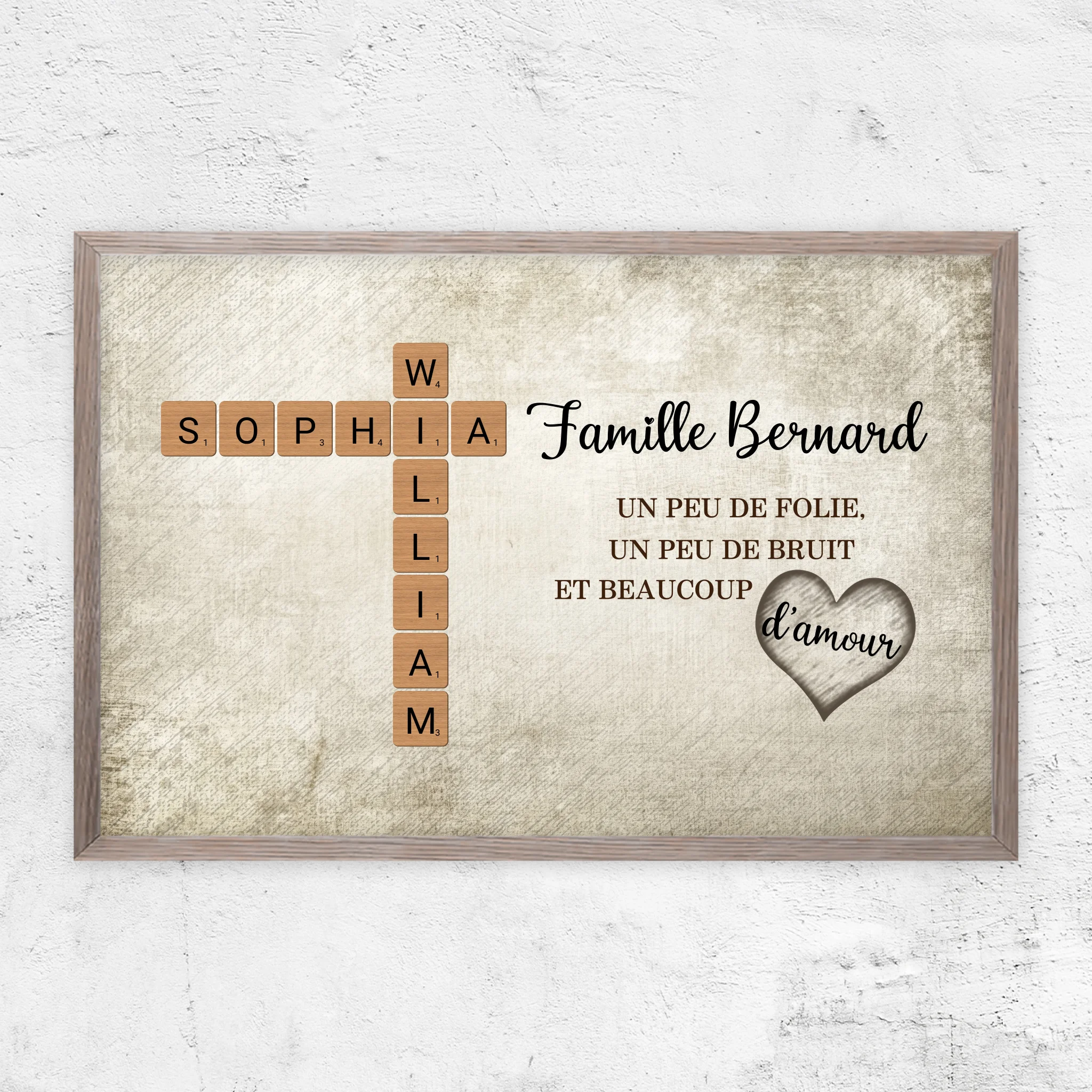 Poster personnalisé “Un peu de folie, un peu de bruit et beaucoup d'amour - Mots croisés”