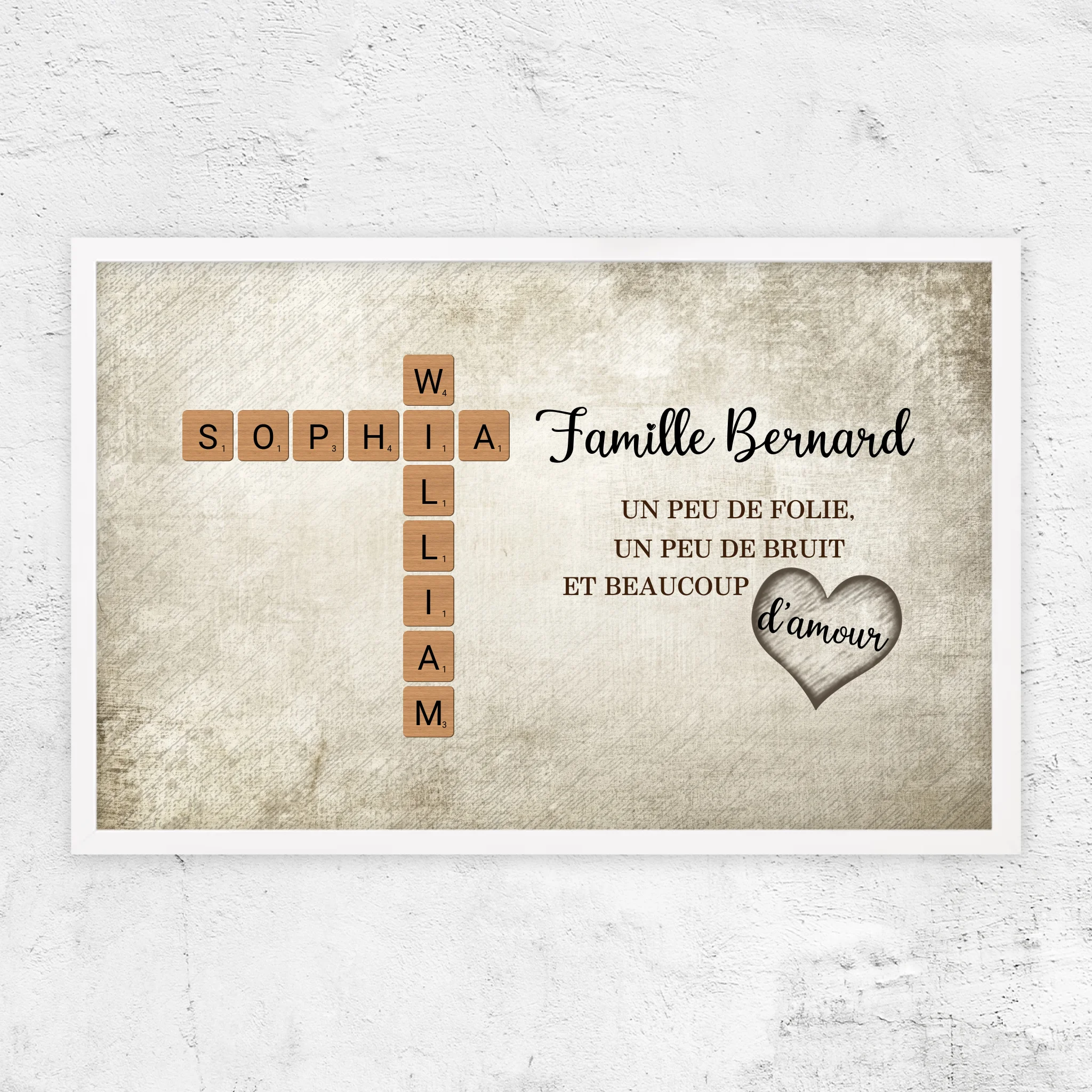 Poster personnalisé “Un peu de folie, un peu de bruit et beaucoup d'amour - Mots croisés”