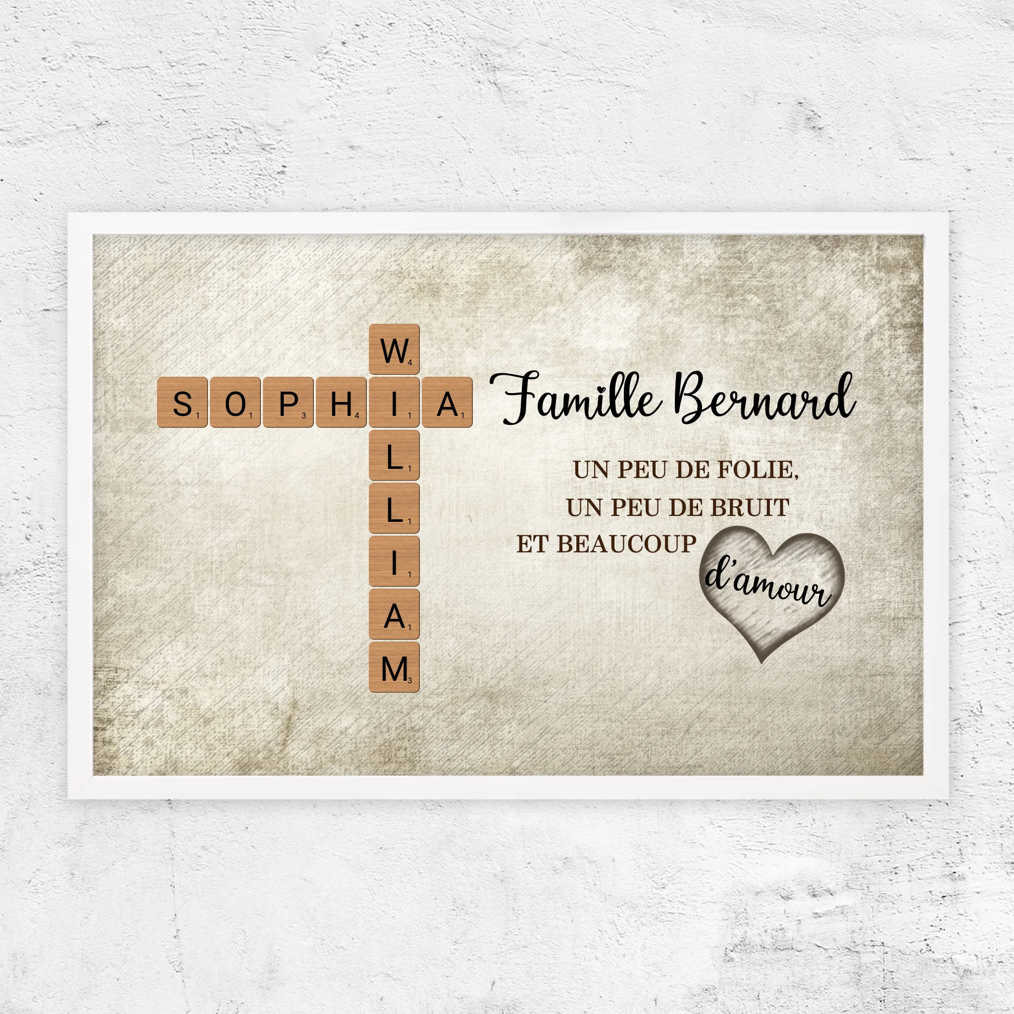 Poster personnalisé “Un peu de folie, un peu de bruit et beaucoup d'amour - Mots croisés”