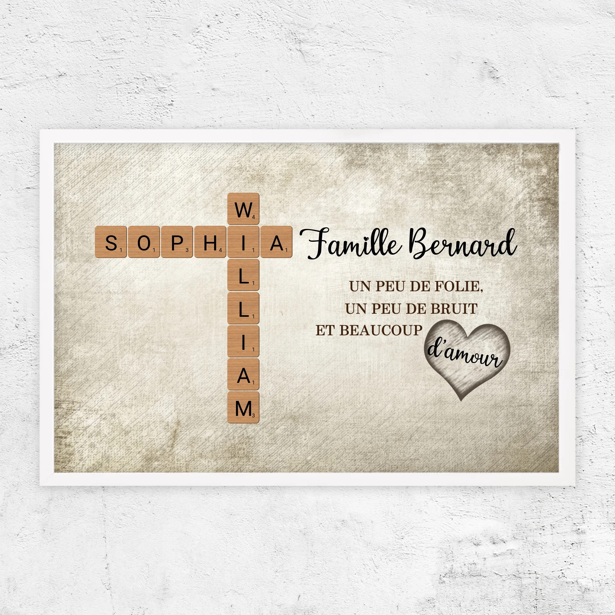 Poster personnalisé “Un peu de folie, un peu de bruit et beaucoup d'amour - Mots croisés”