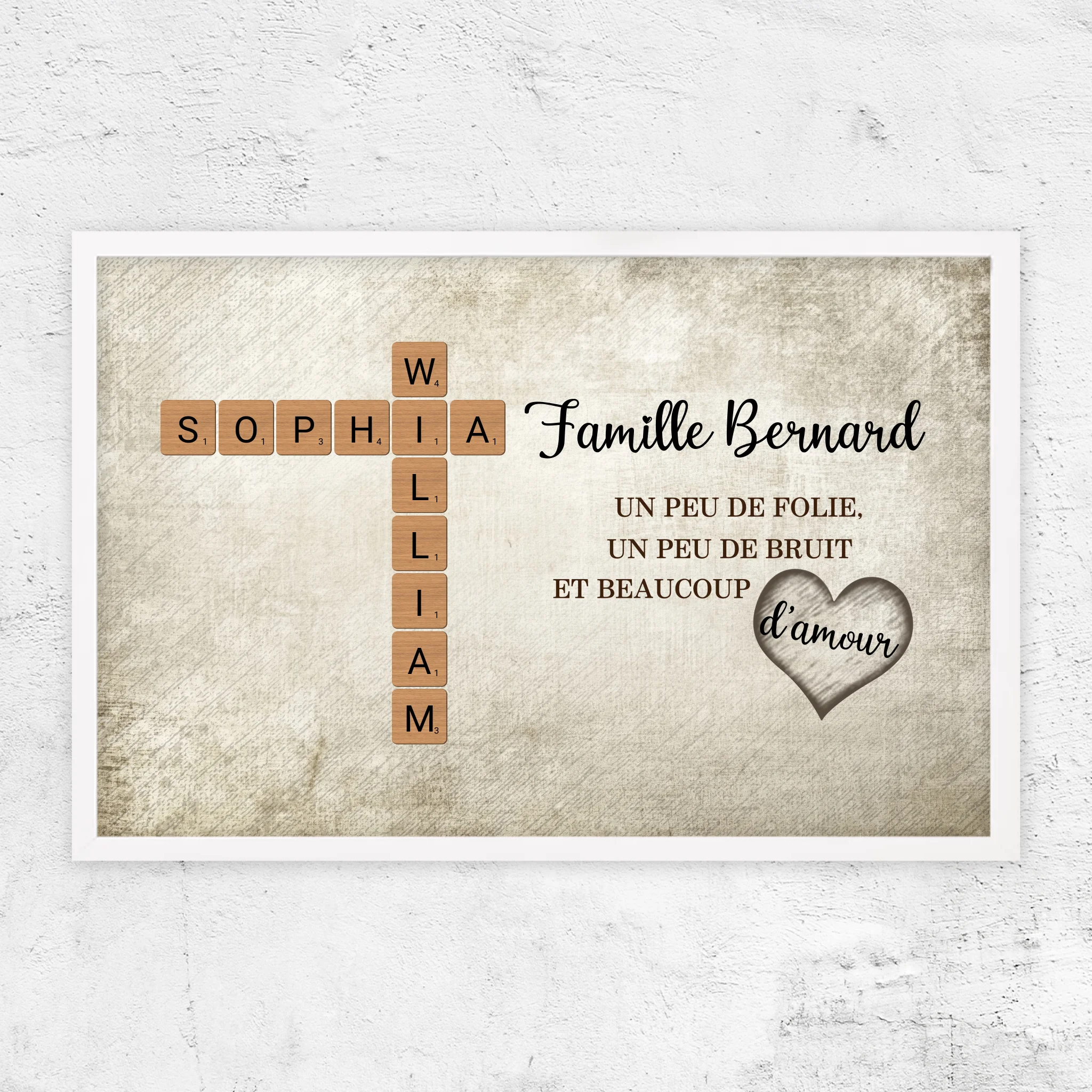 Poster personnalisé “Un peu de folie, un peu de bruit et beaucoup d'amour - Mots croisés”
