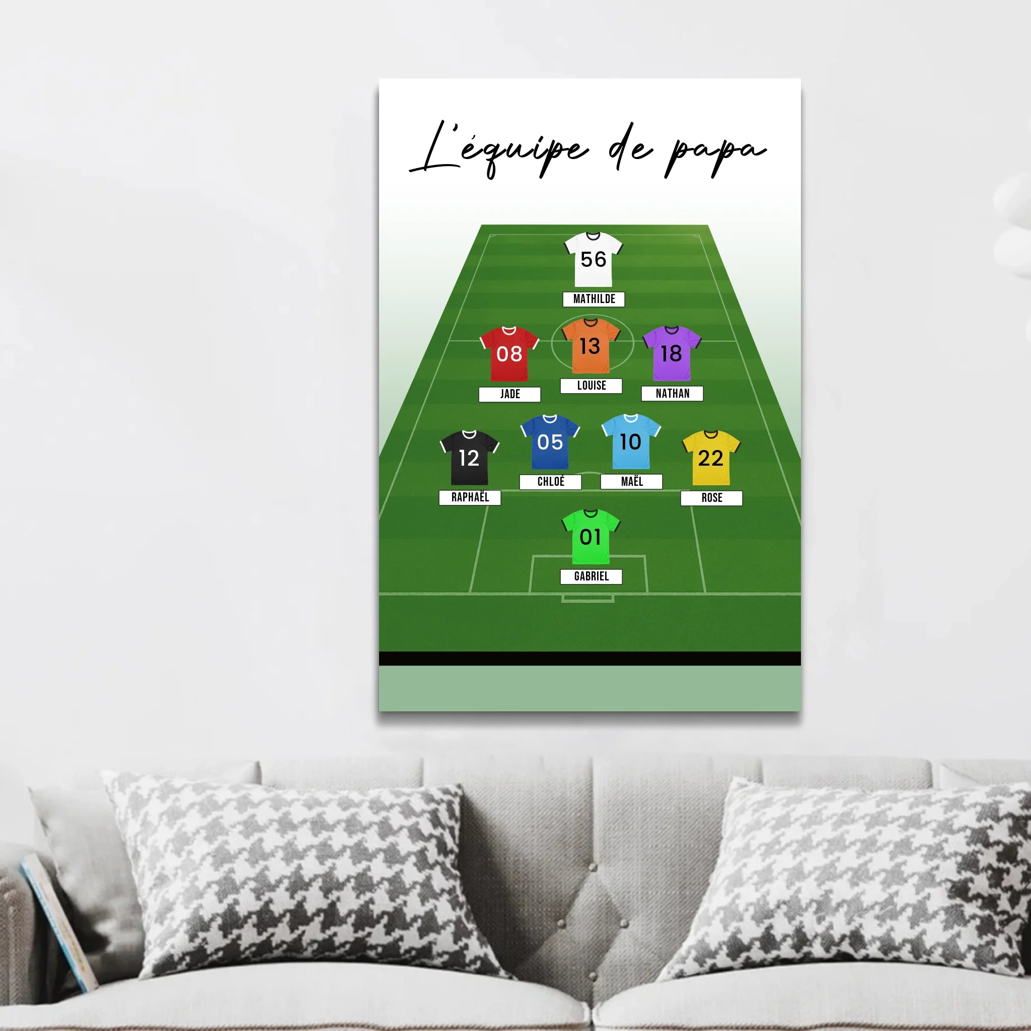 Toile personnalisée "Composition personnalisable d'une équipe de foot"