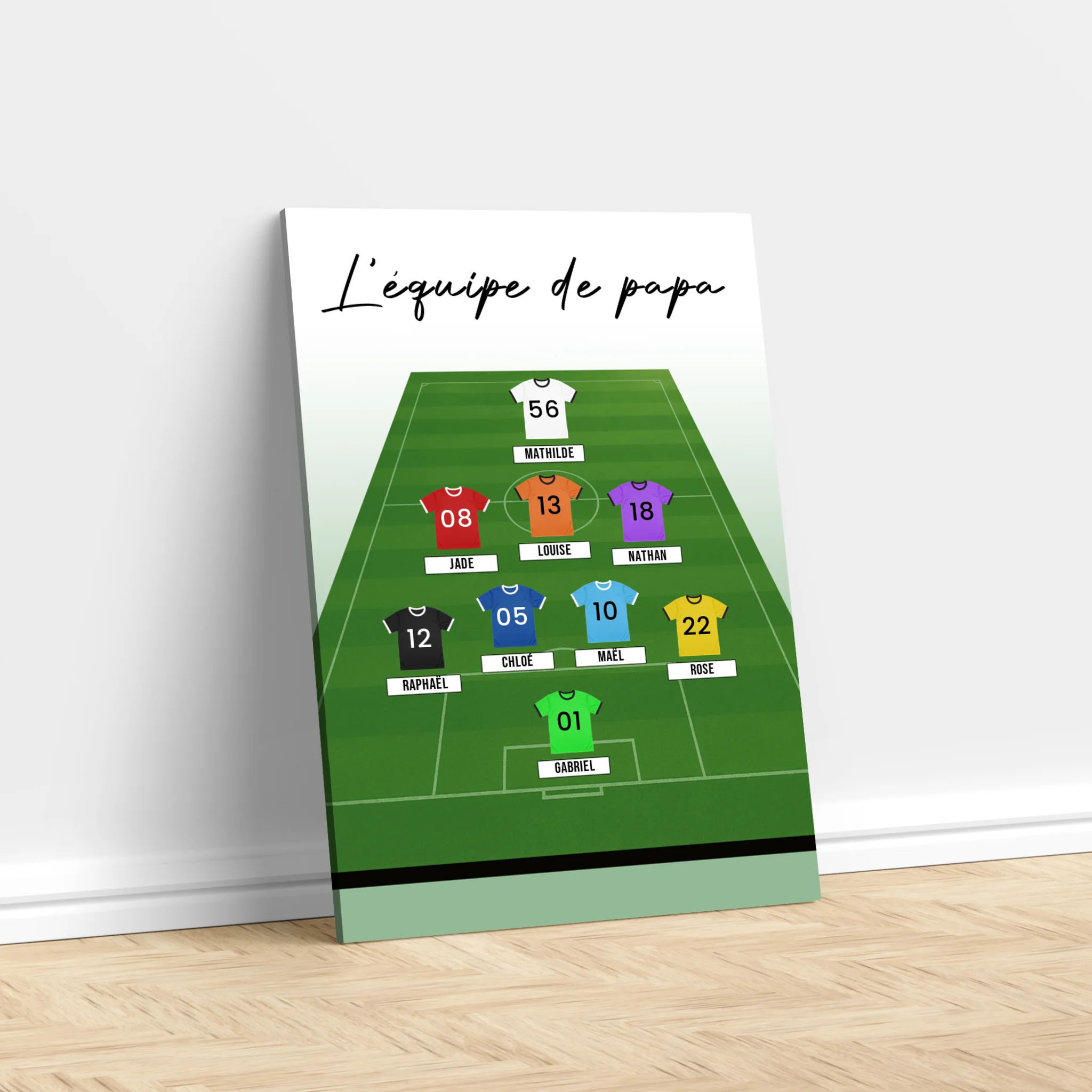 Toile personnalisée "Composition personnalisable d'une équipe de foot"