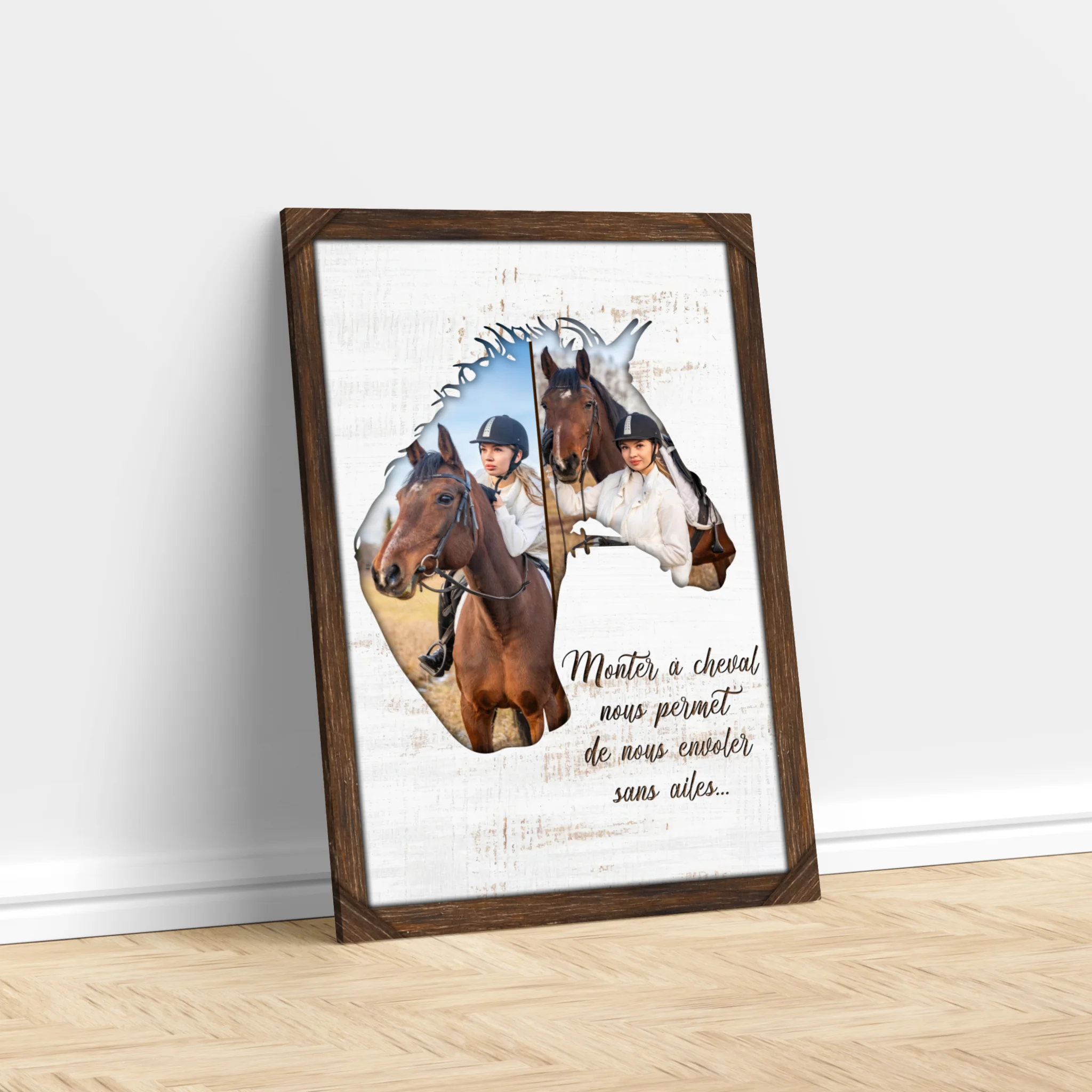 Toile personnalisée "Monter à cheval nous permet de nous envoler sans ailes"