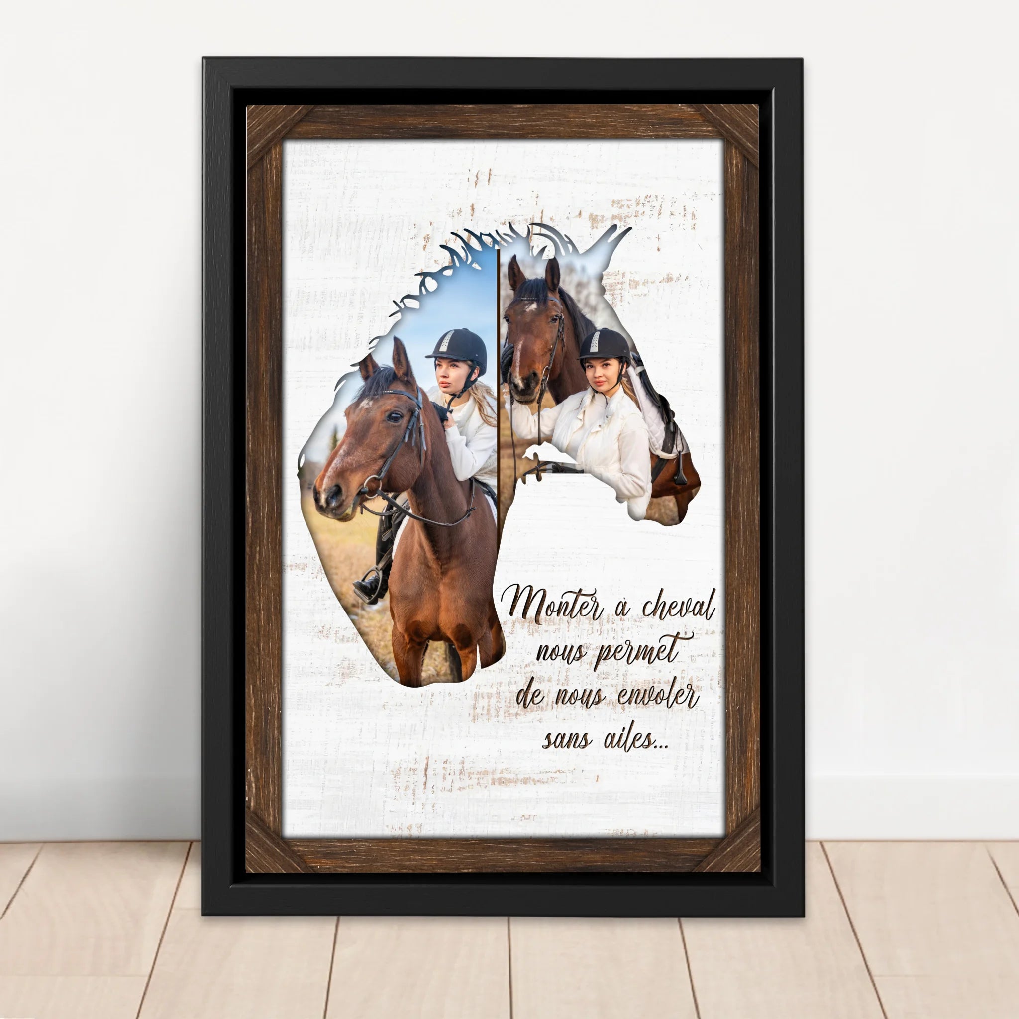 Toile personnalisée "Monter à cheval nous permet de nous envoler sans ailes"