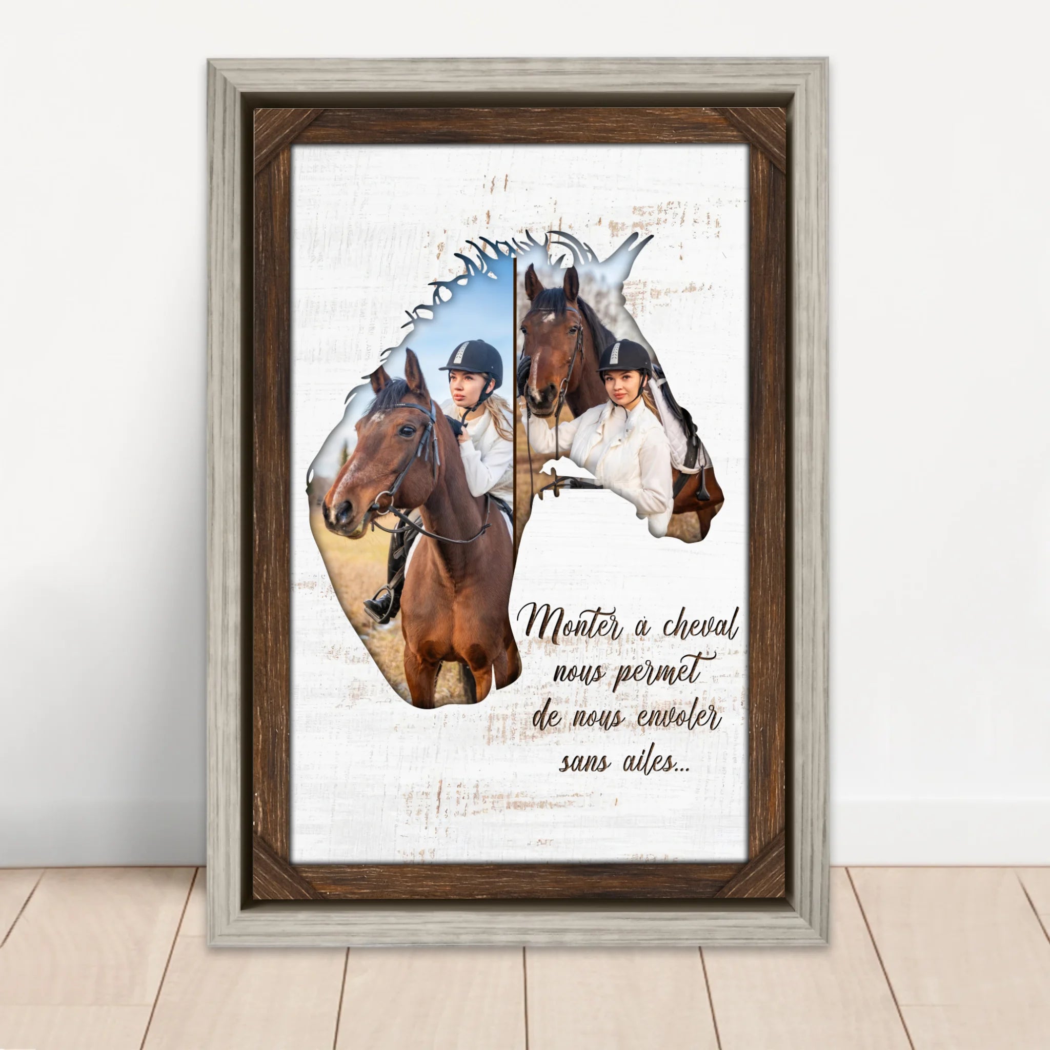 Toile personnalisée "Monter à cheval nous permet de nous envoler sans ailes"