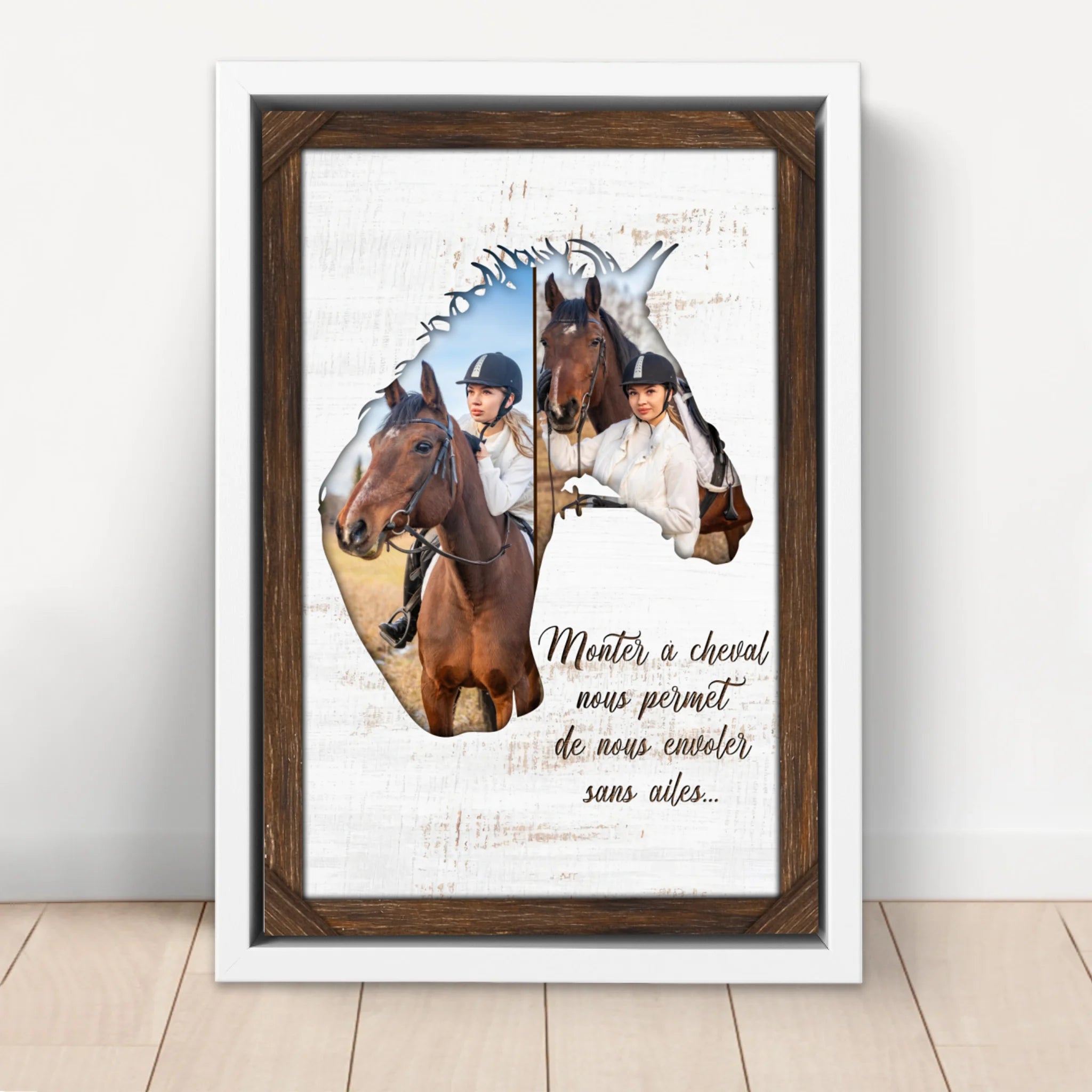 Toile personnalisée "Monter à cheval nous permet de nous envoler sans ailes"