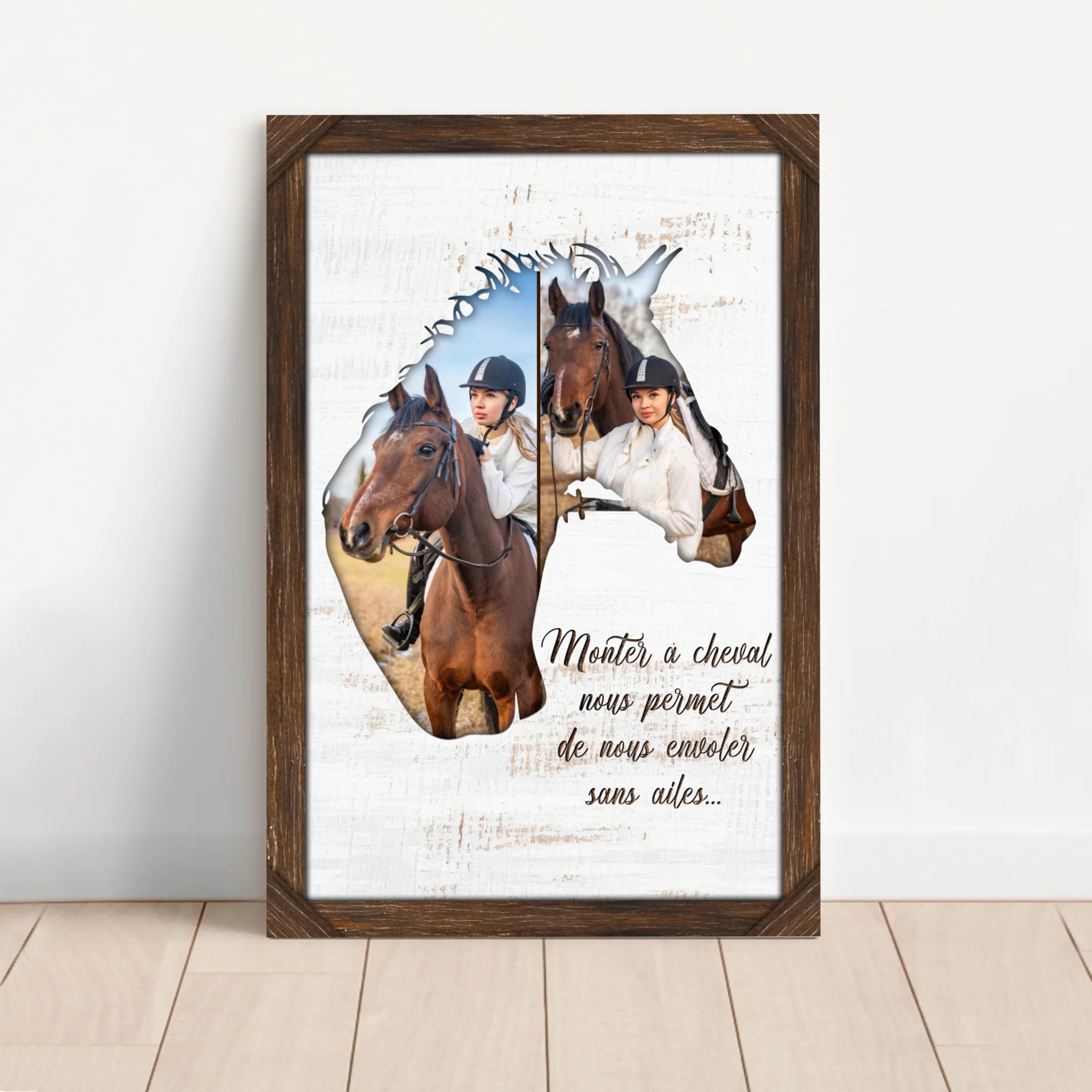 Toile personnalisée "Monter à cheval nous permet de nous envoler sans ailes"