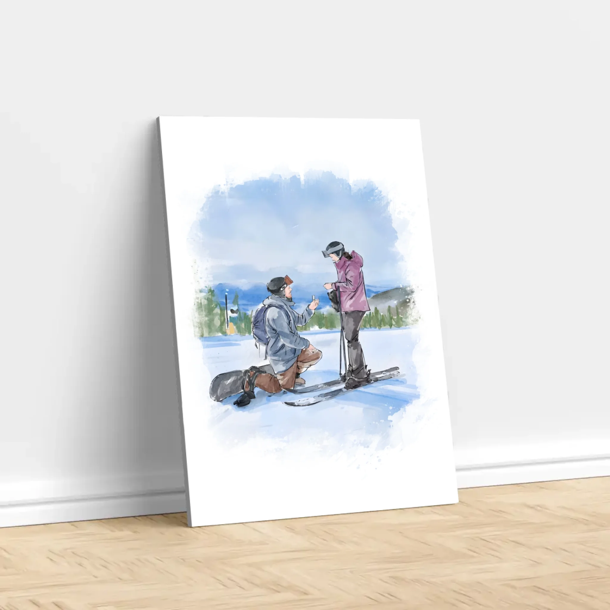 Toile personnalisée – Art aquarelle de couple à partir d'une photo