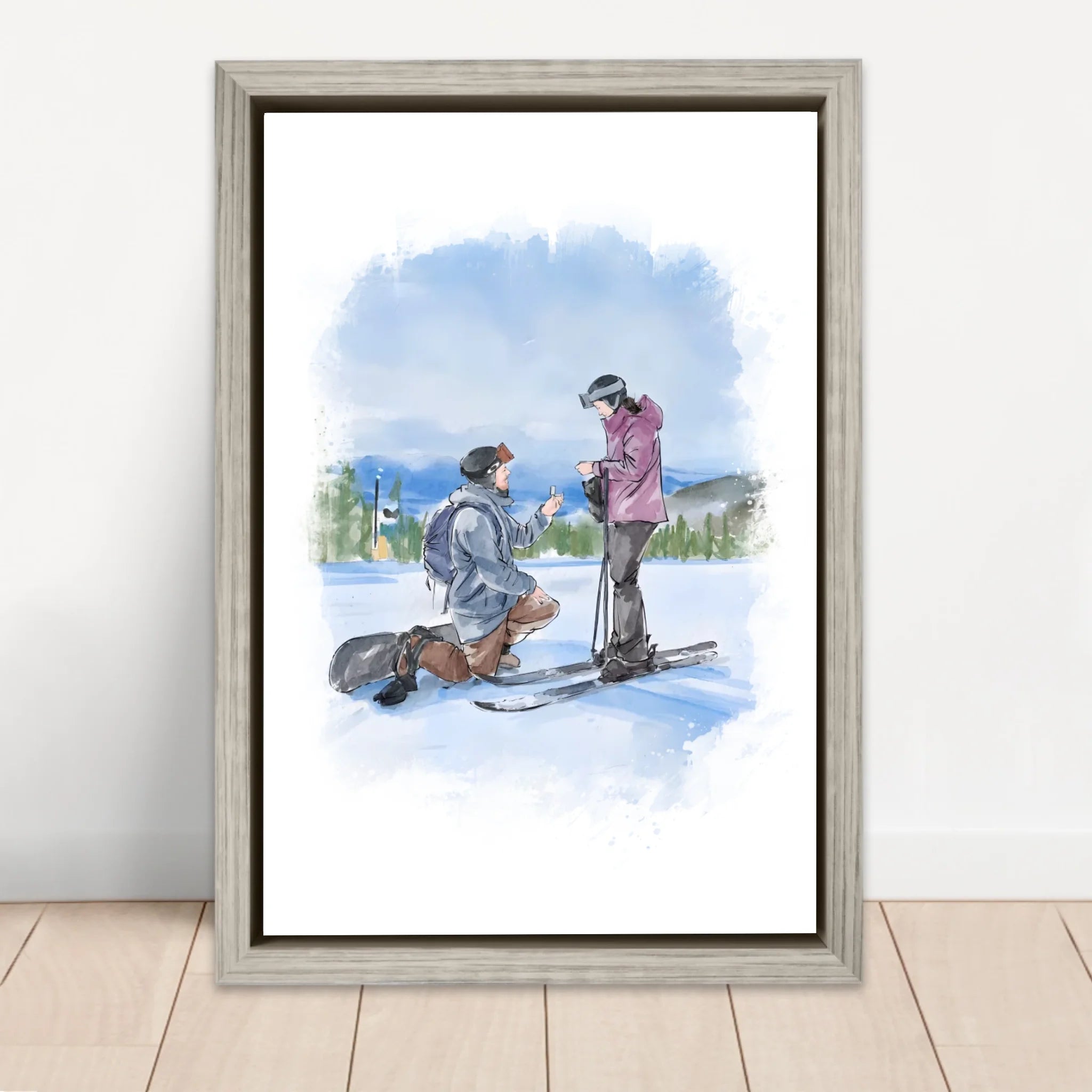 Toile personnalisée – Art aquarelle de couple à partir d'une photo