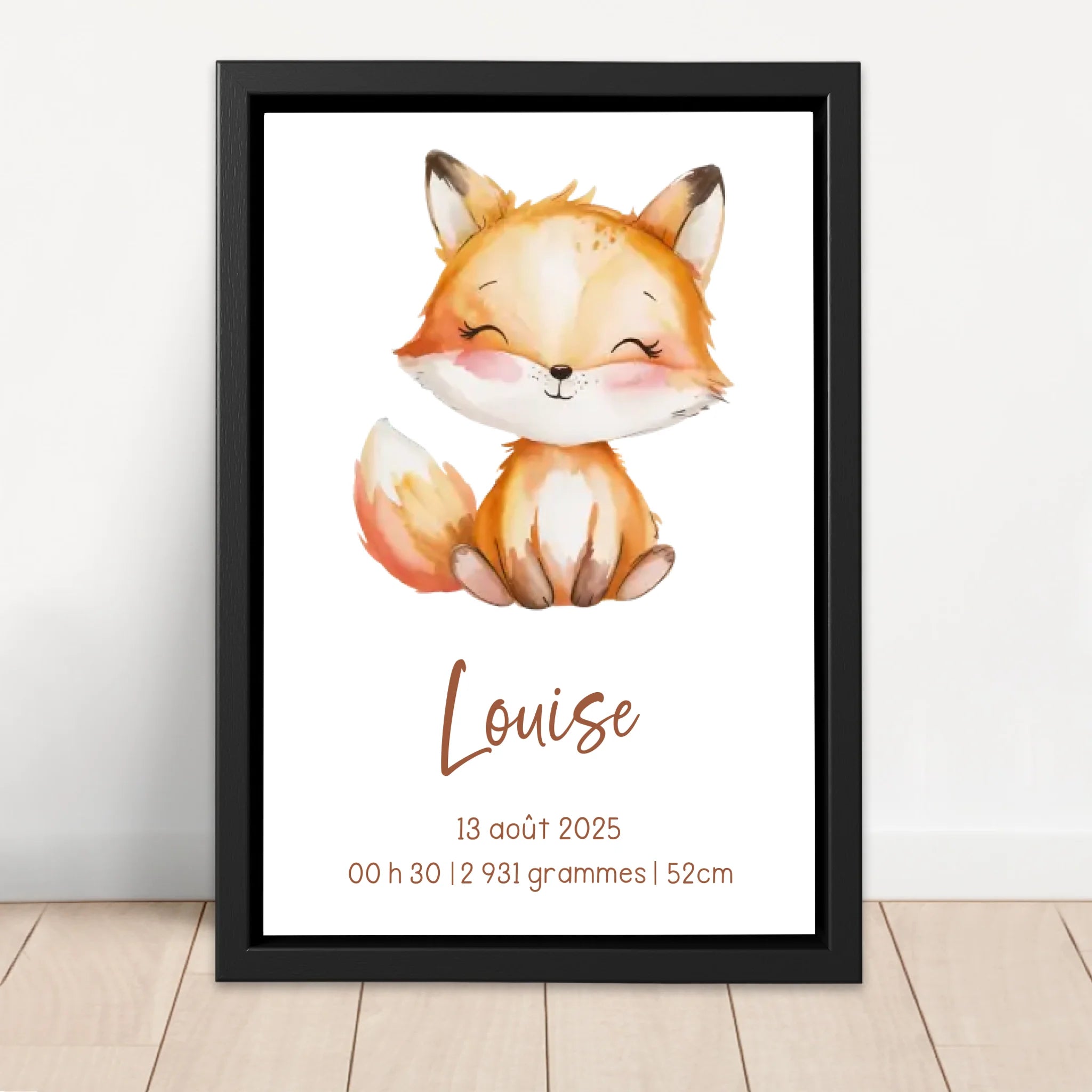 Toile personnalisée – Cadeau de naissance avec motif animalier