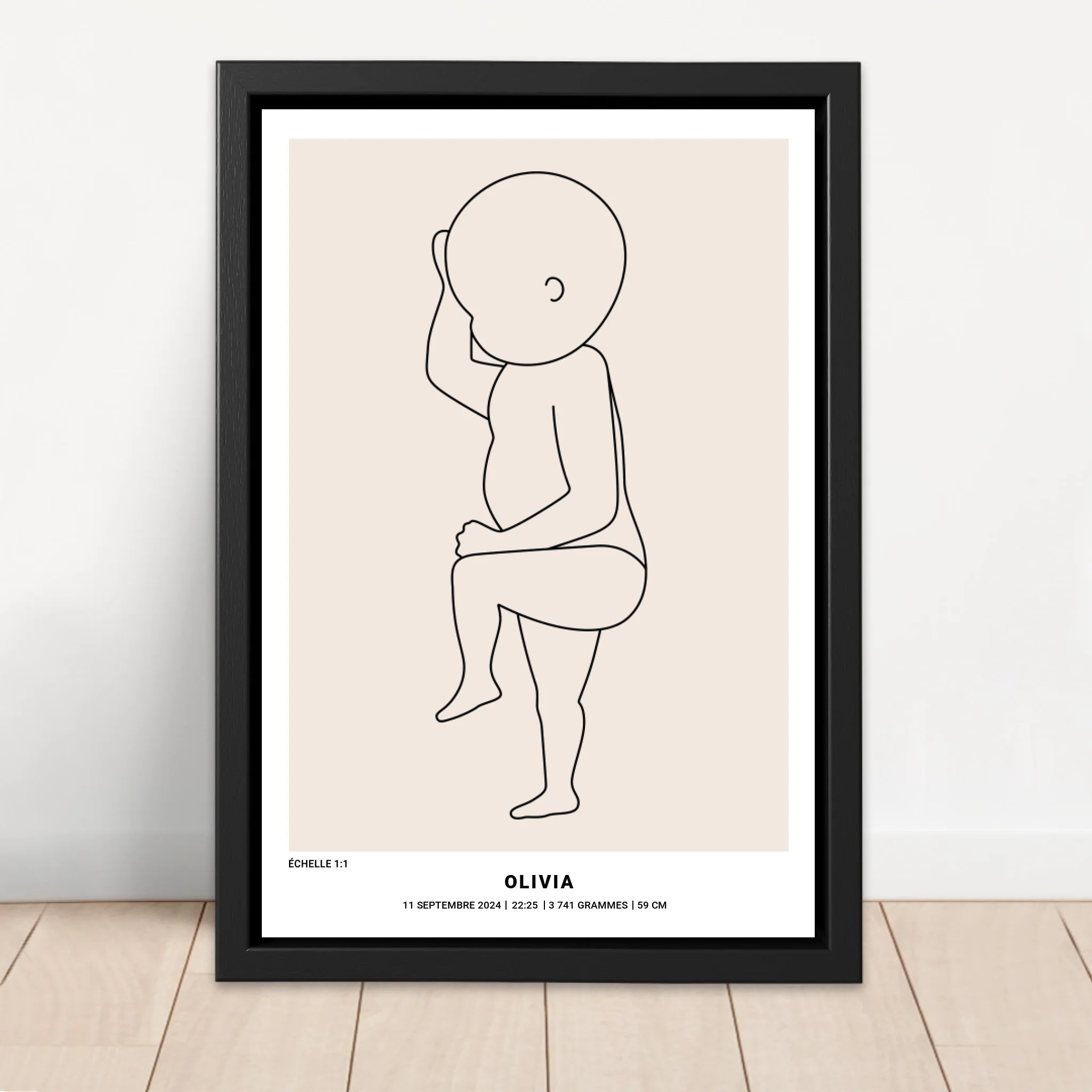 Toile personnalisée – Art au trait de naissance de bébé
